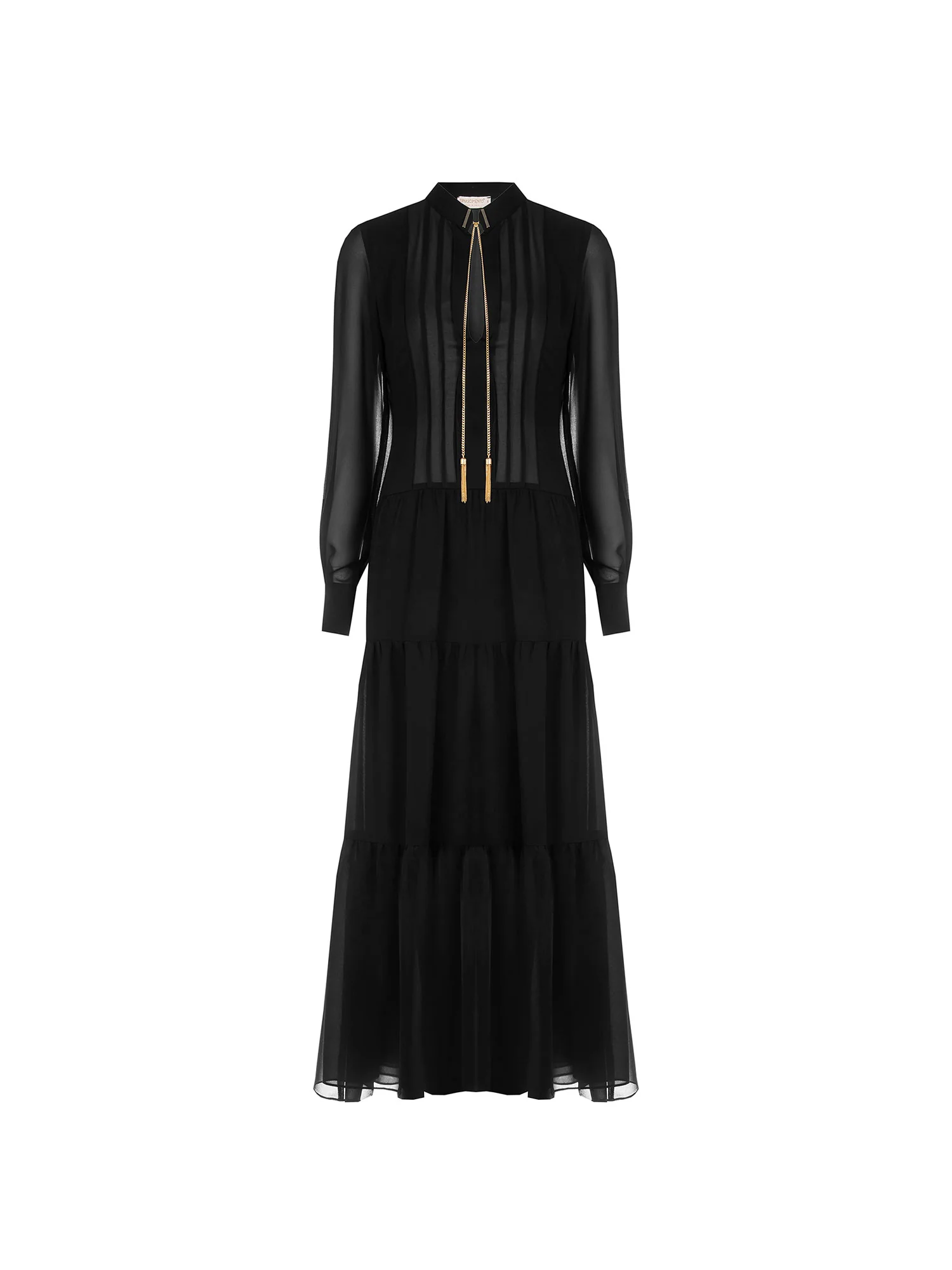 Abito lungo in georgette nero - Image 6