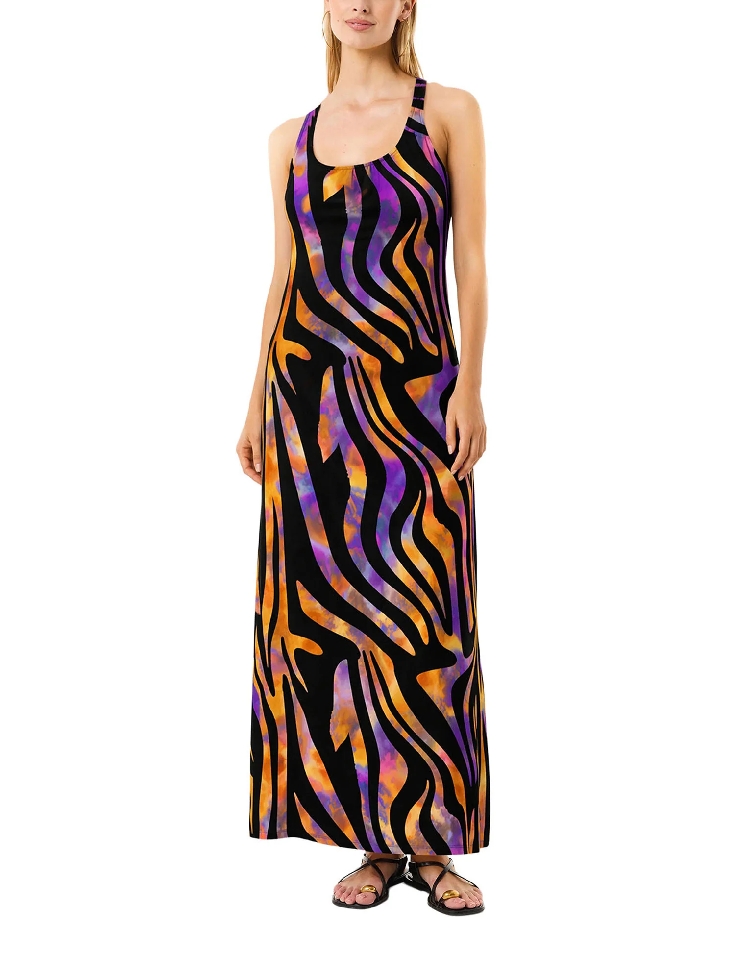Abito copricostume 4Giveness donna lungo stampato hypnotic zebra nero