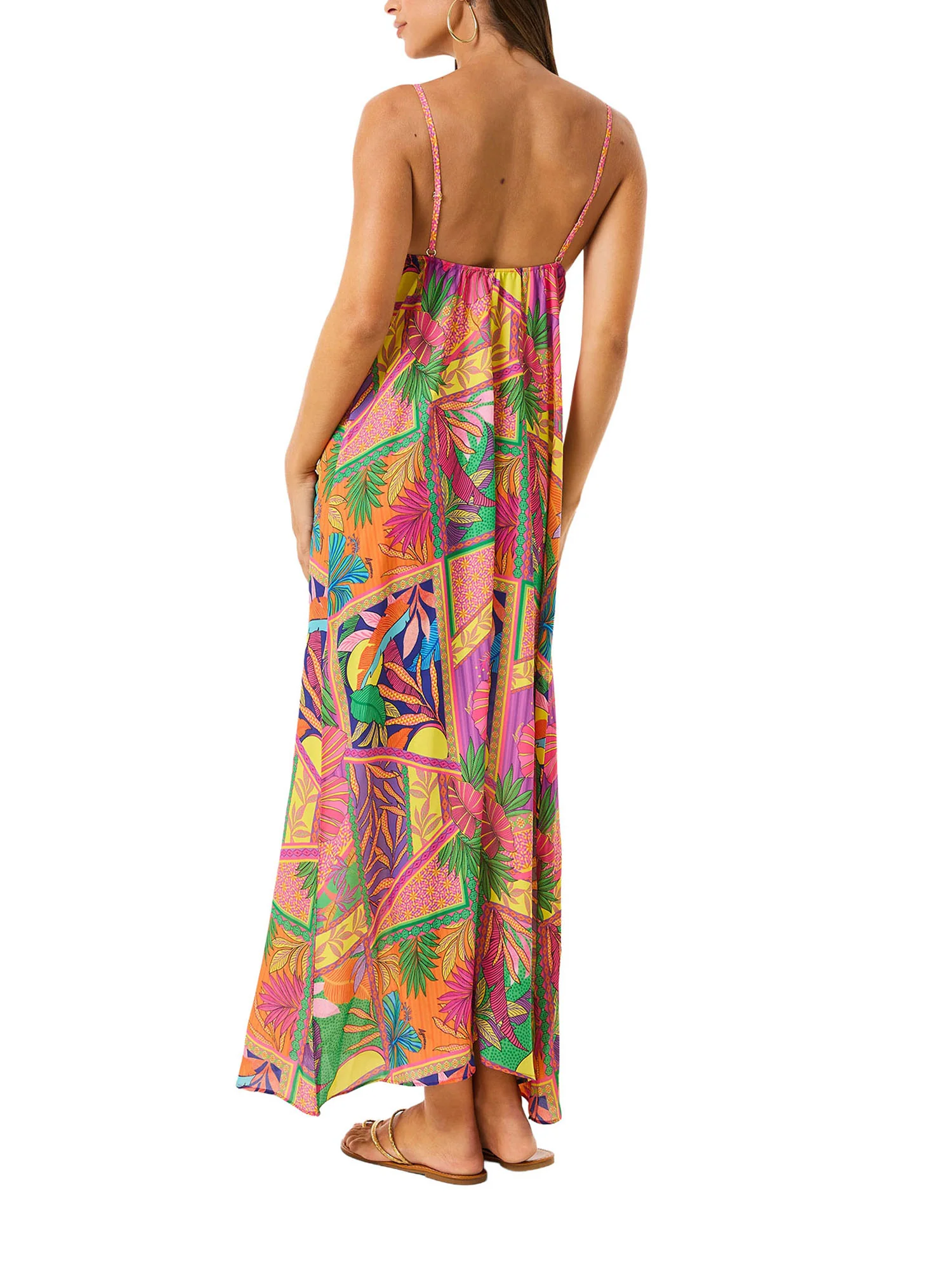 Abito copricostume 4Giveness donna lungo stampato pop foulard rosa - Image 2