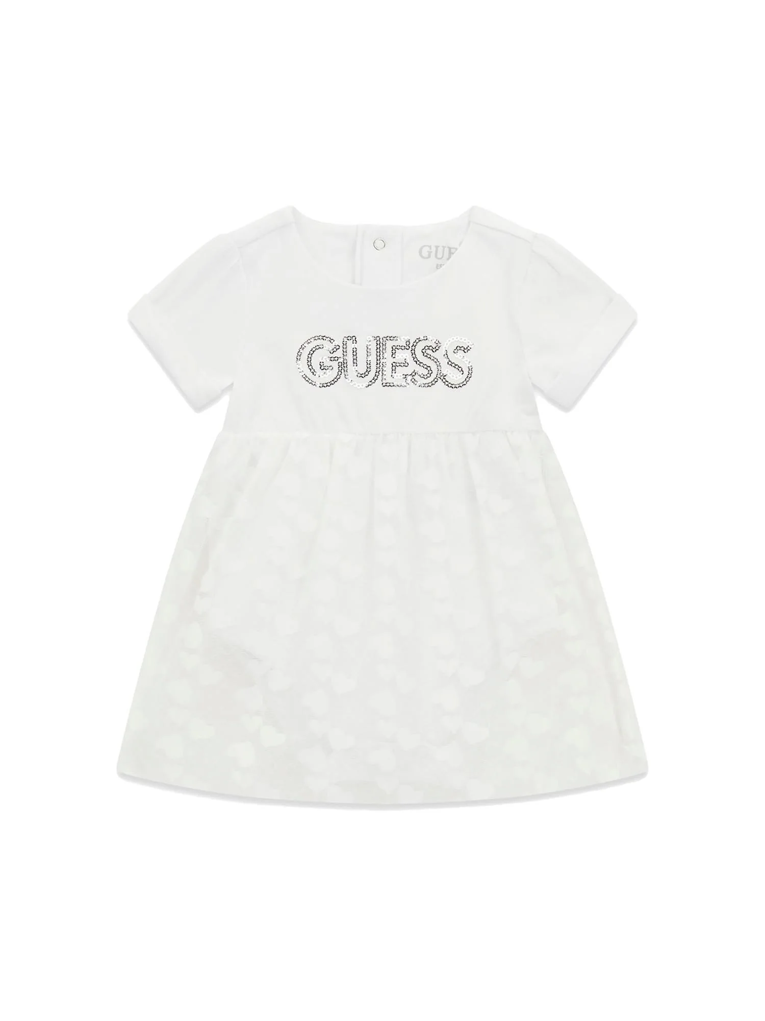 Abito Guess Neonata body paillettes logo bianco