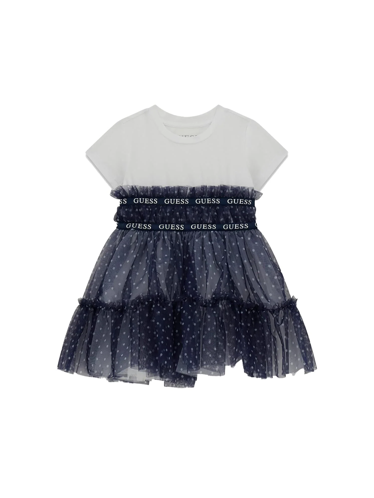 Abito Guess Bambina con logo mixed fabric bianco multi