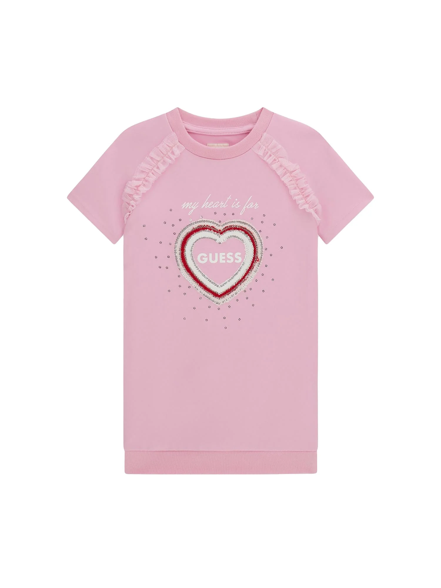 Abito Guess Bambina con ricamo heart rosa