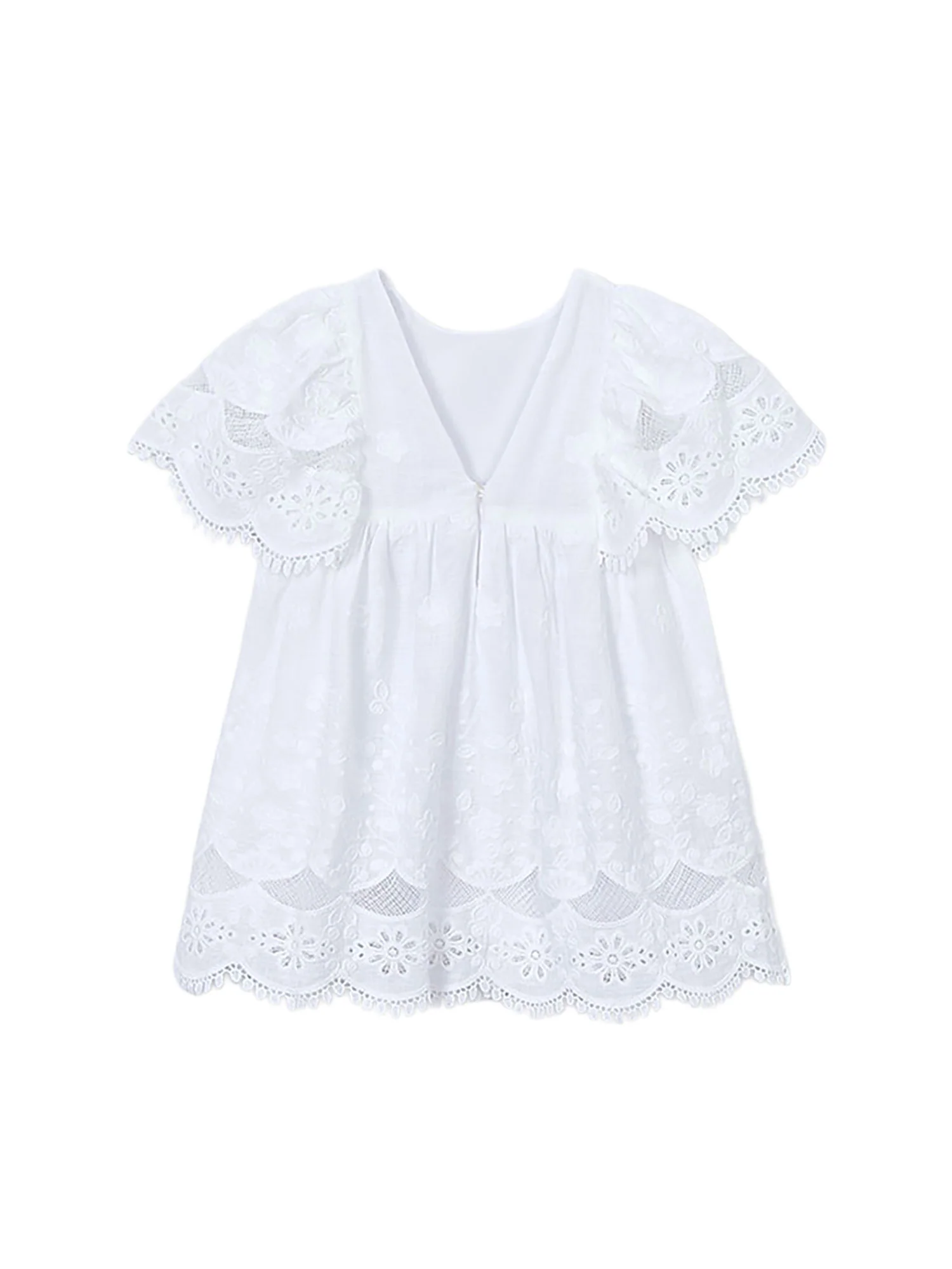 Abito Mayoral Bambina con ricamo in cotone bianco - Image 2