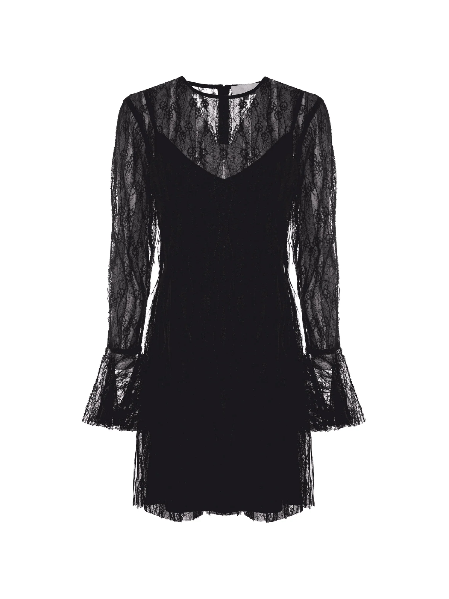 Abito mini Arselle in pizzo con manica flare nero - Image 5