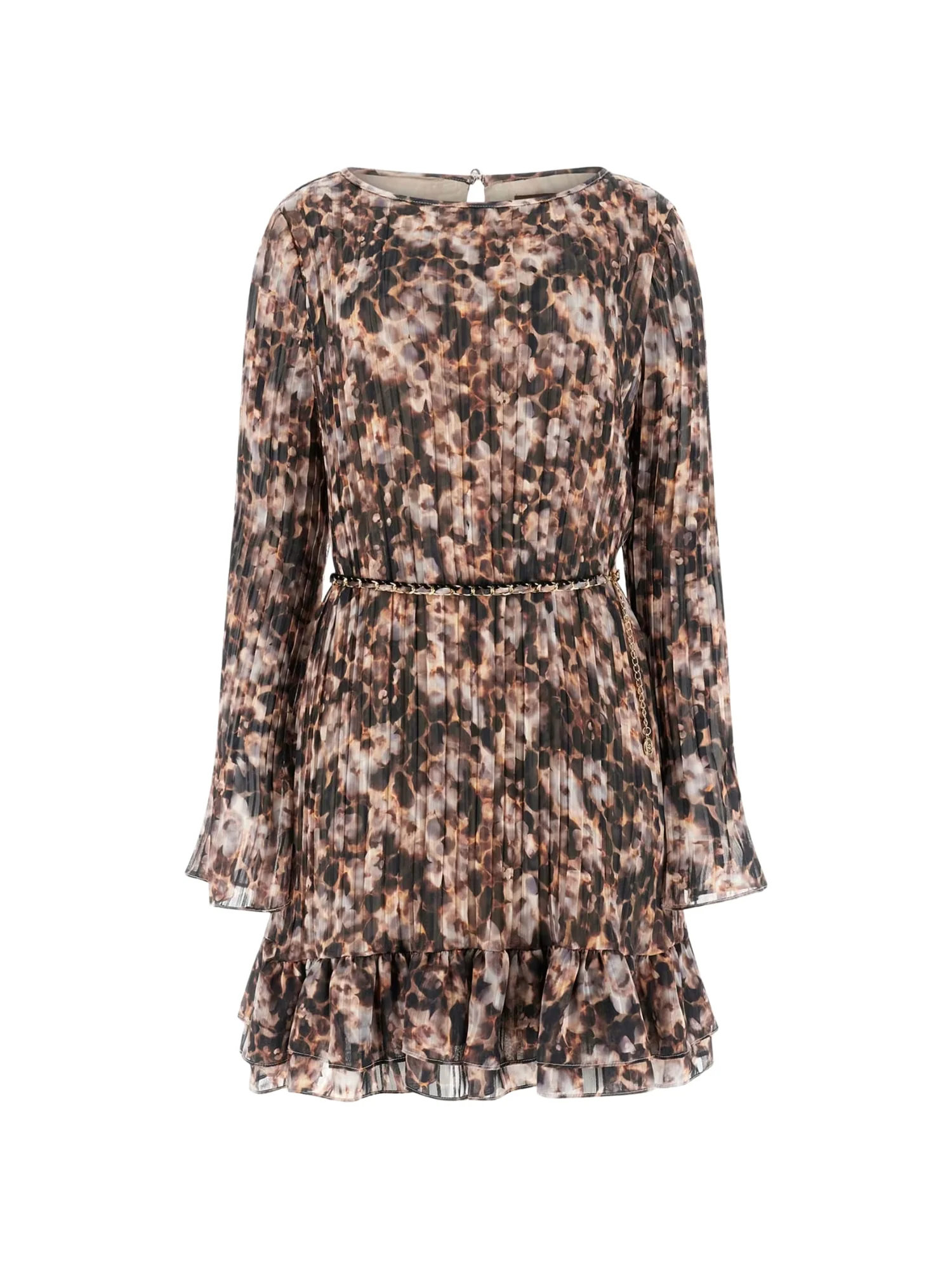 Abito maniche lunghe Guess donna modello ilenia plisse stampa safari bloom - Image 3