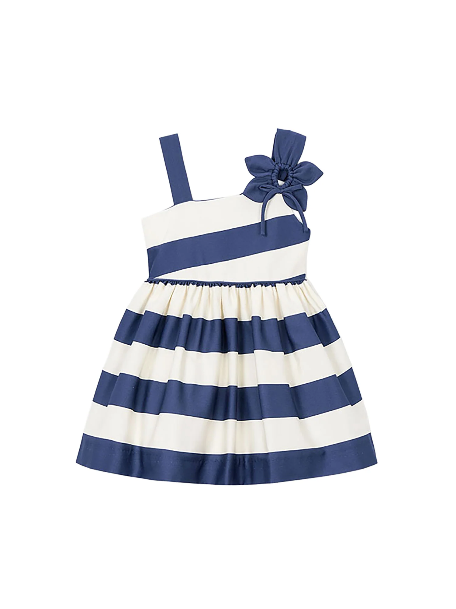 Abito Mayoral Bambina smanicato asimmetrico con fiore porcellana