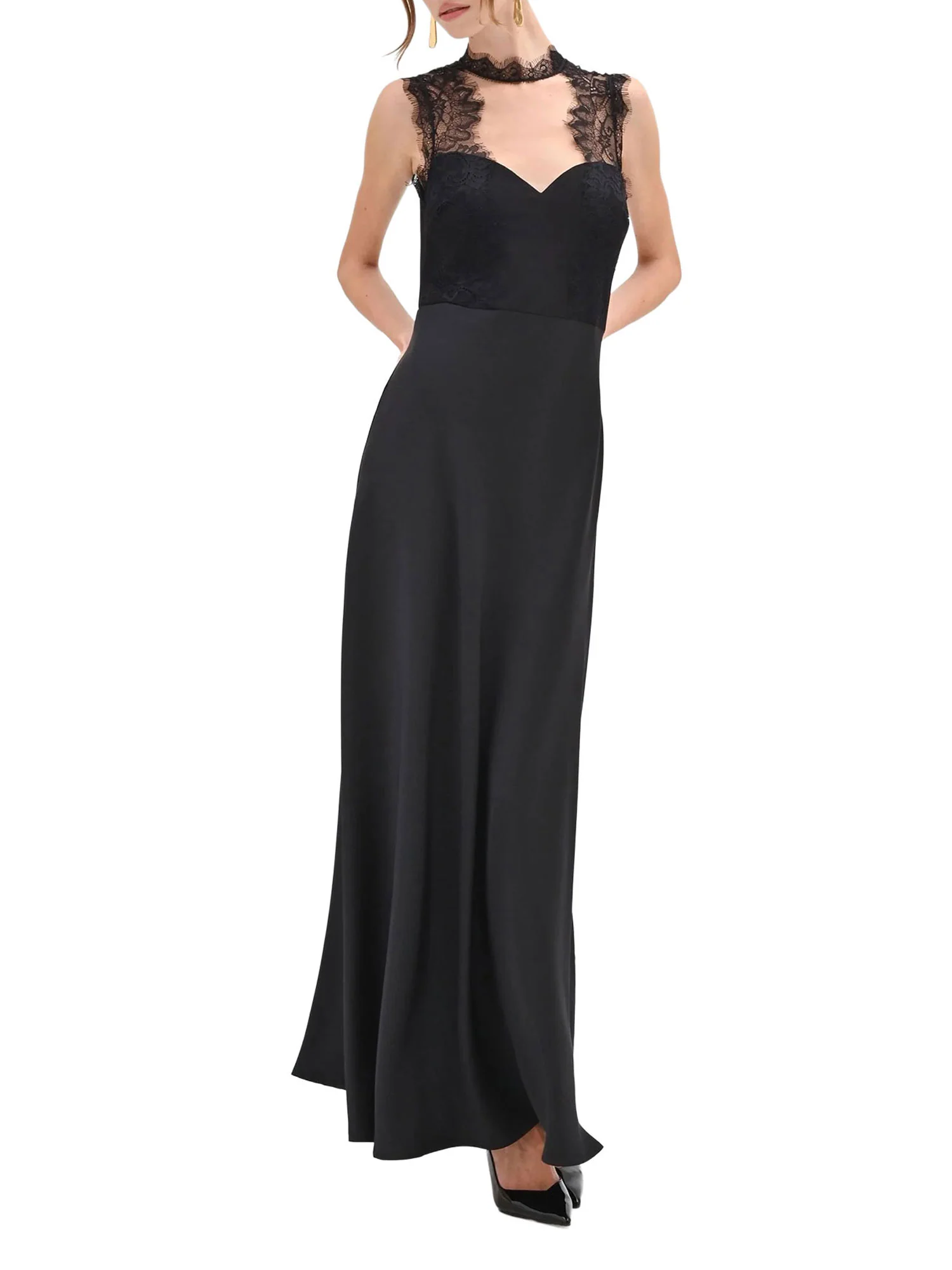 Abito Rinascimento Donna smanicato con bustier in pizzo nero - Image 2