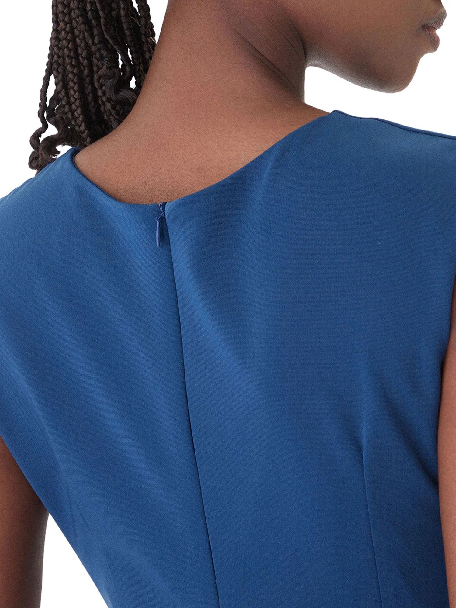Abito Rinascimento Donna smanicato con drappeggio blu - Image 3
