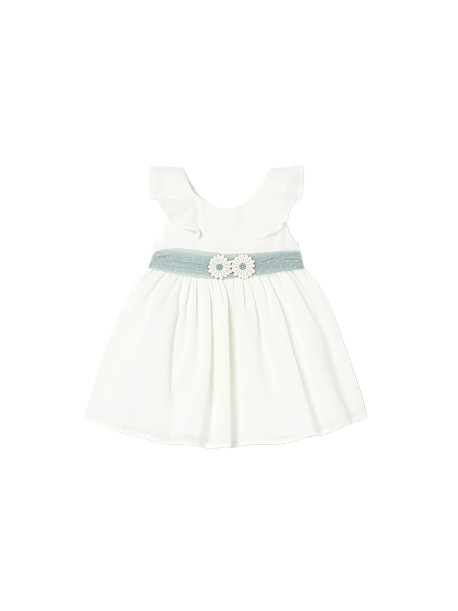 Abito Mayoral Bambina smanicato con fascia in tulle ecrù