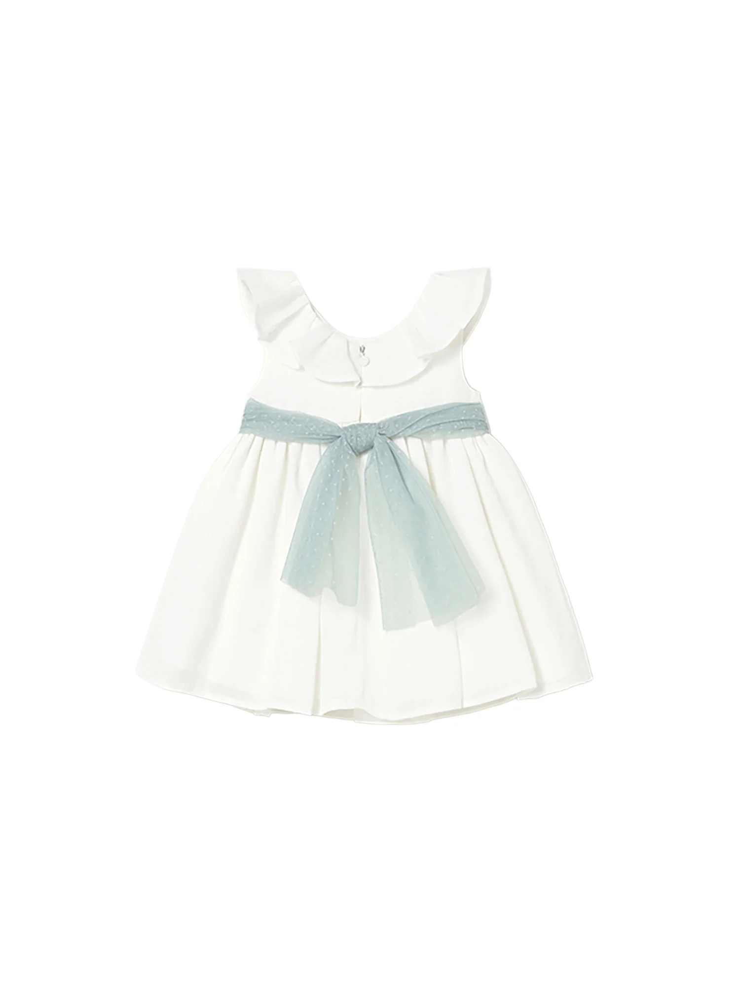 Abito Mayoral Bambina smanicato con fascia in tulle ecrù - Image 2