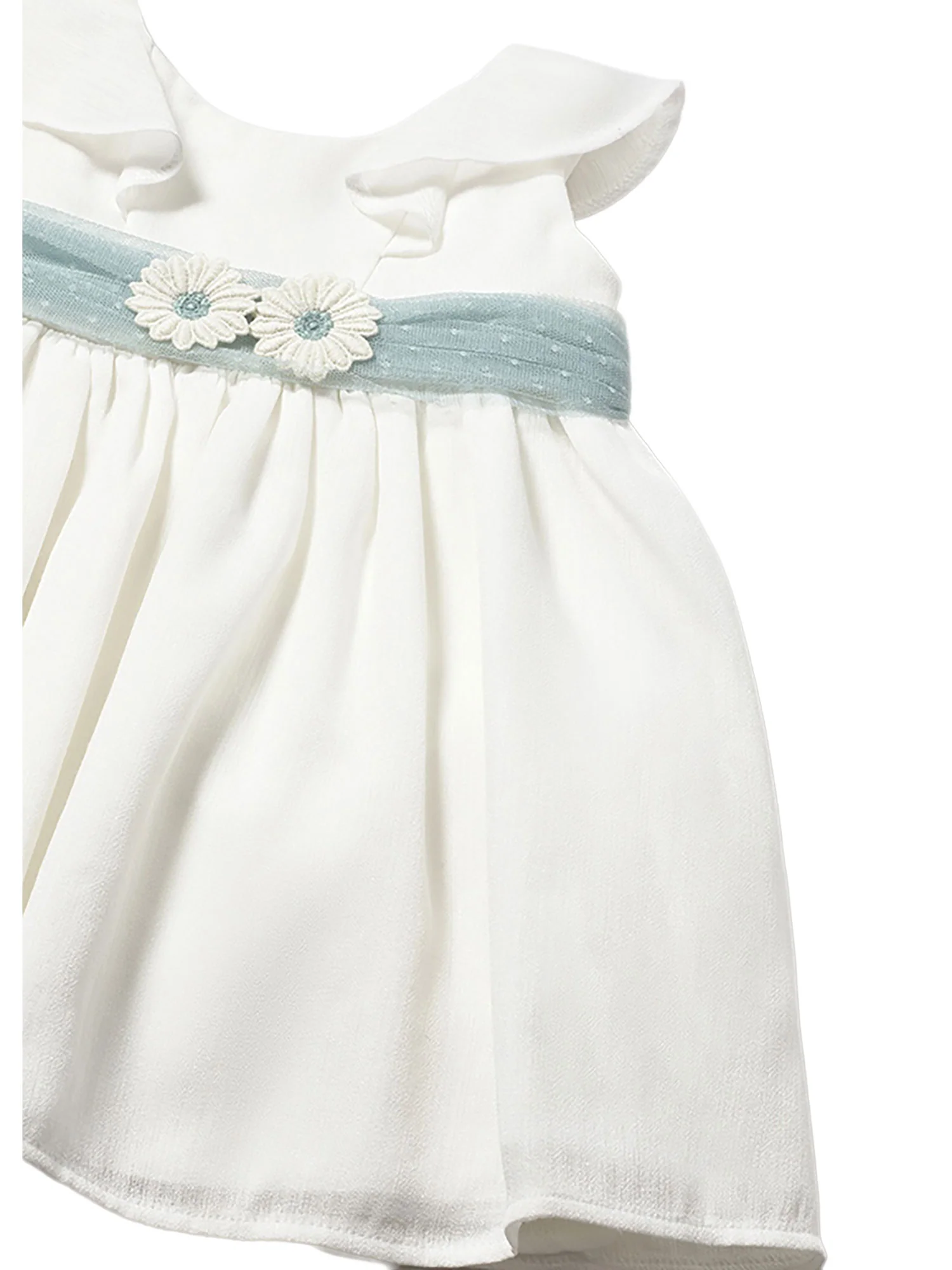 Abito Mayoral Bambina smanicato con fascia in tulle ecrù - Image 3