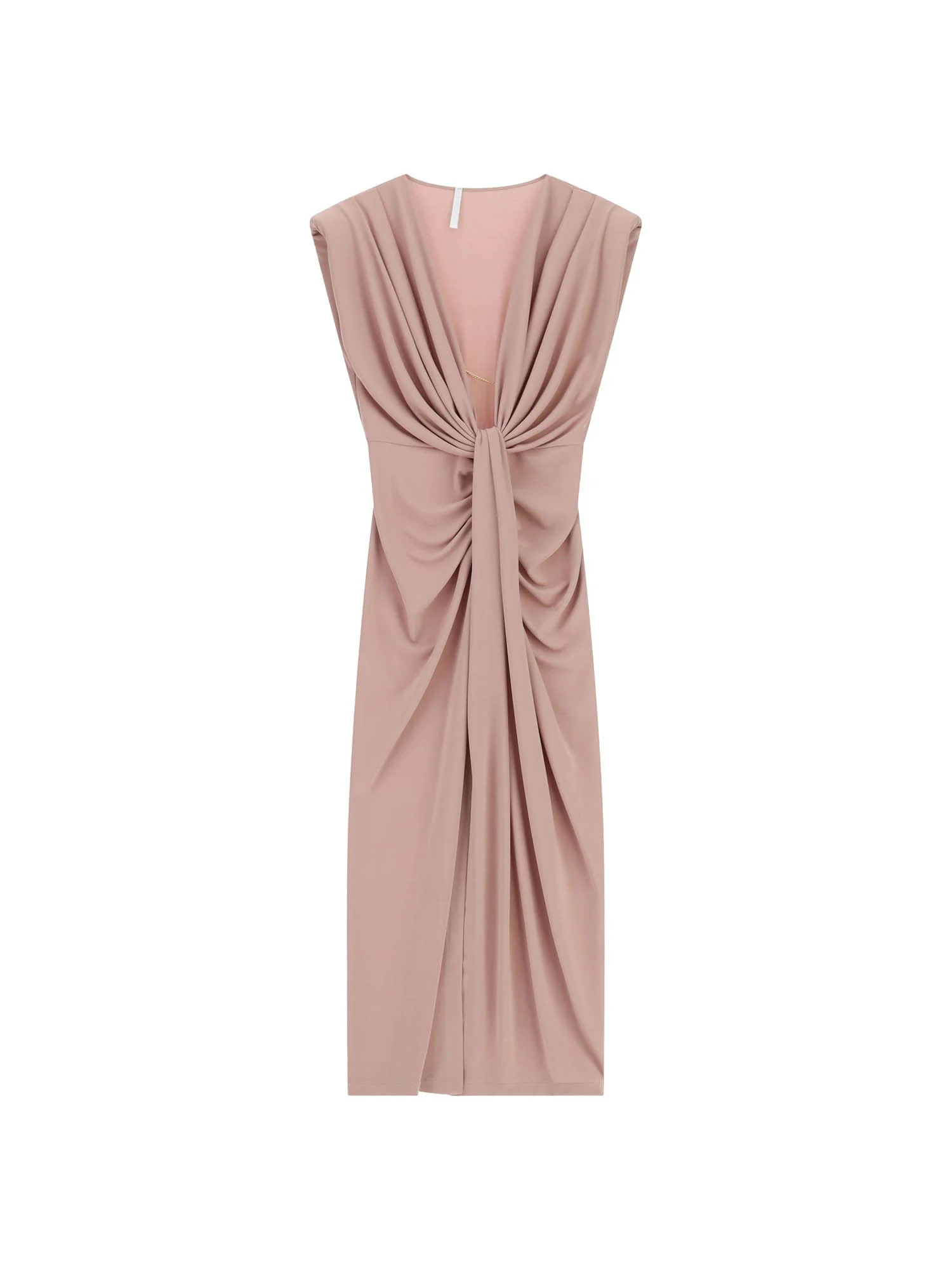 Abito Imperial Donna smanicato lungo arricciato Cipria