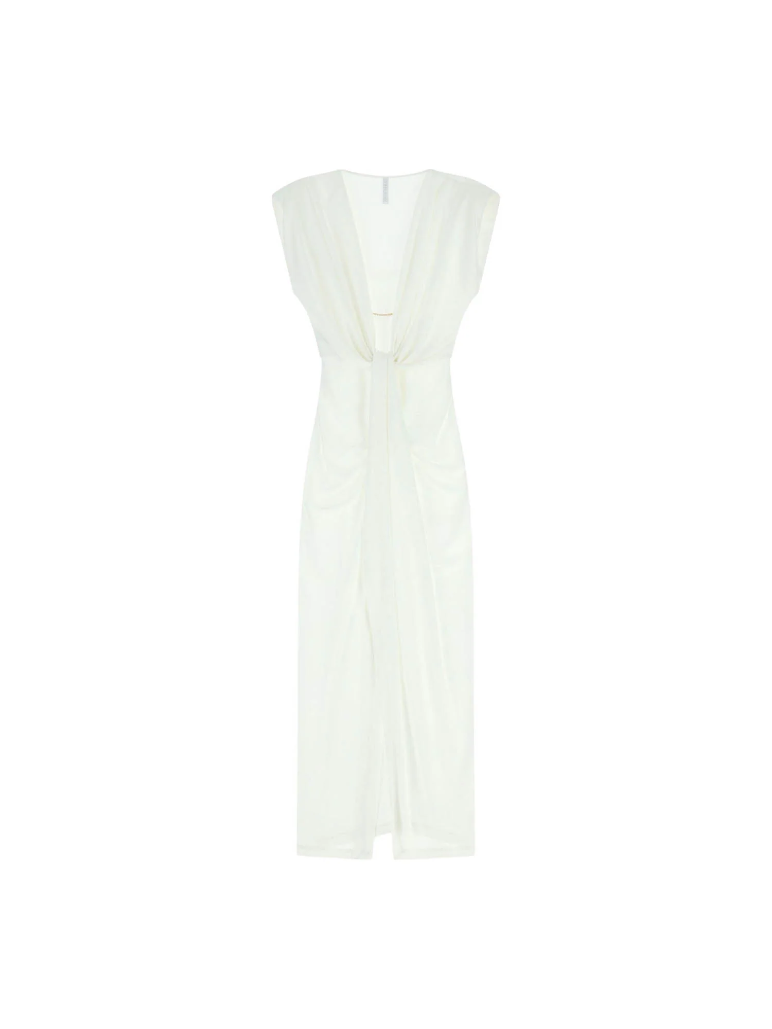 Abito Imperial Donna smanicato lungo arricciato Panna - Image 4