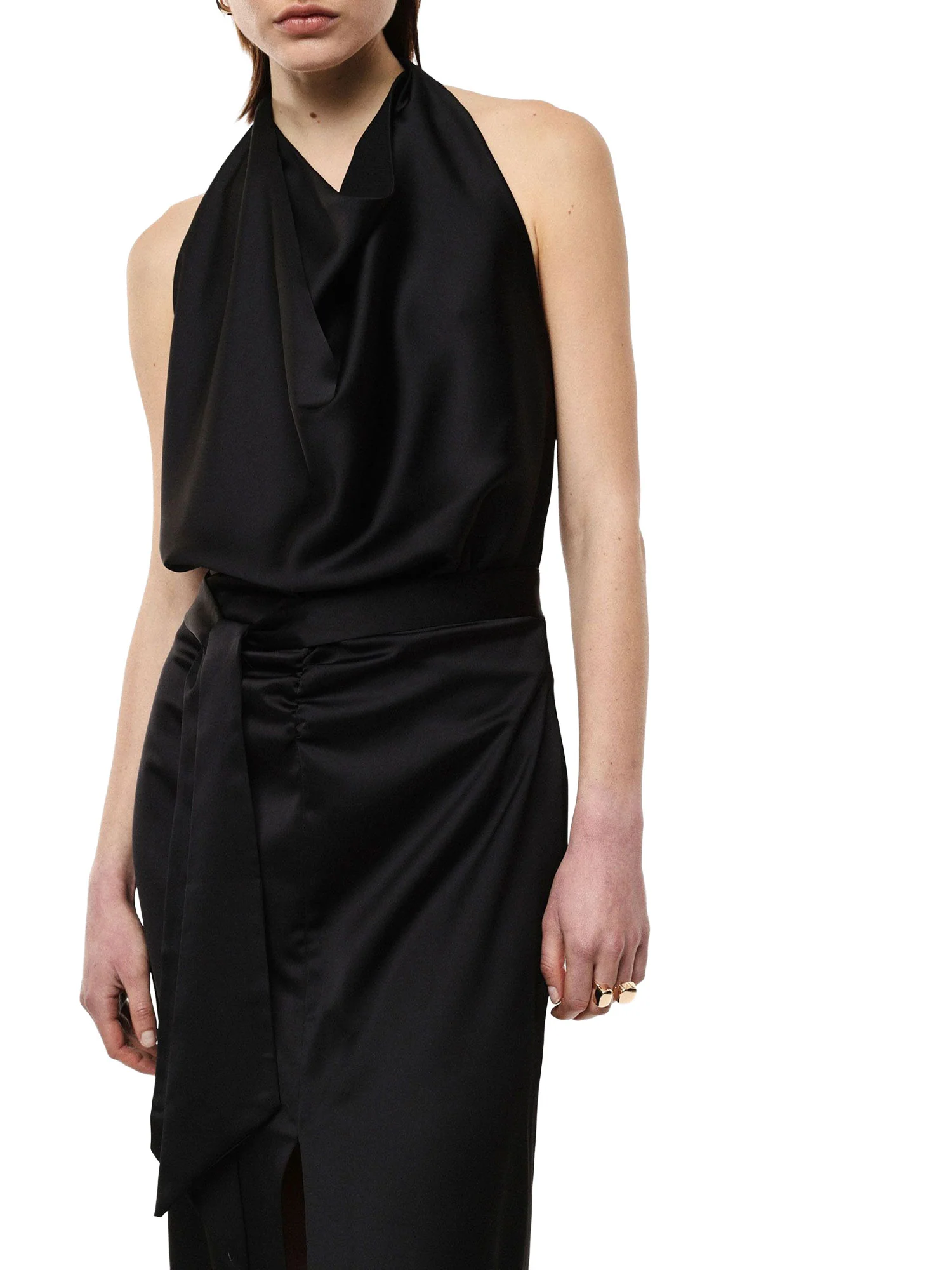 Abito Imperial Donna smanicato lungo con balza Nero - Image 3