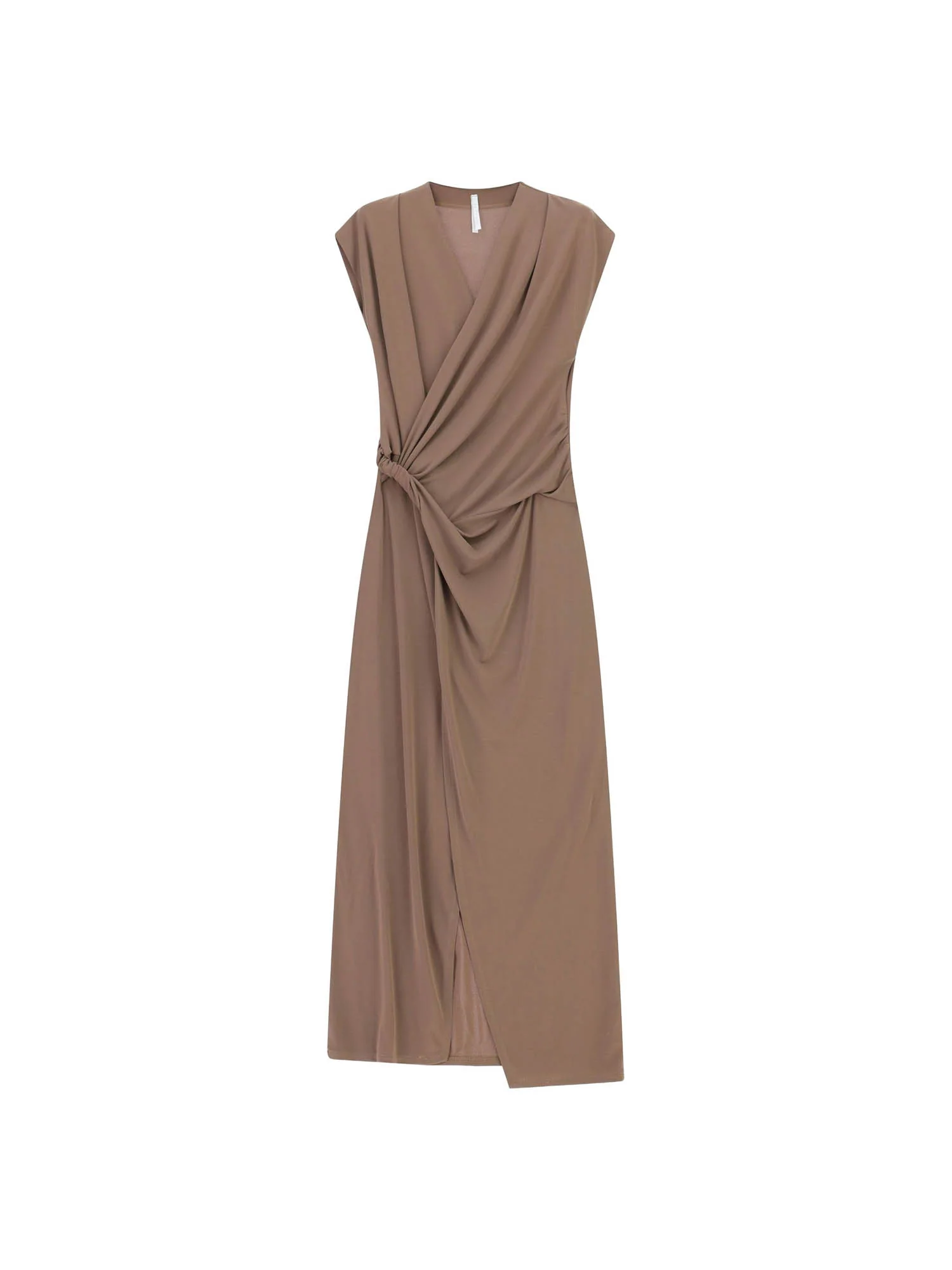 Abito Imperial Donna smanicato lungo con drapeggio Cappuccino