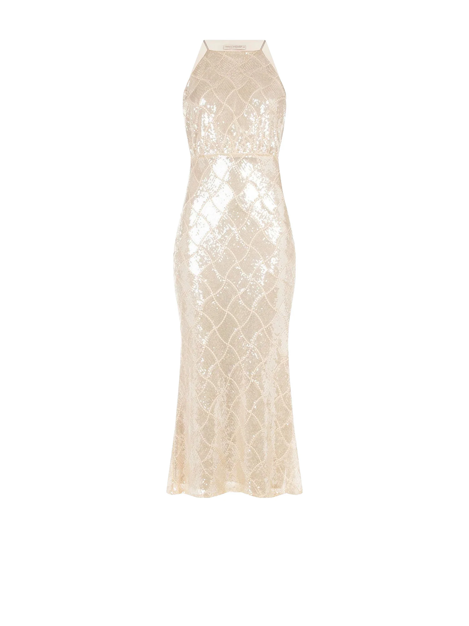 Abito Rinascimento Donna smanicato lungo con paillettes beige - Image 5