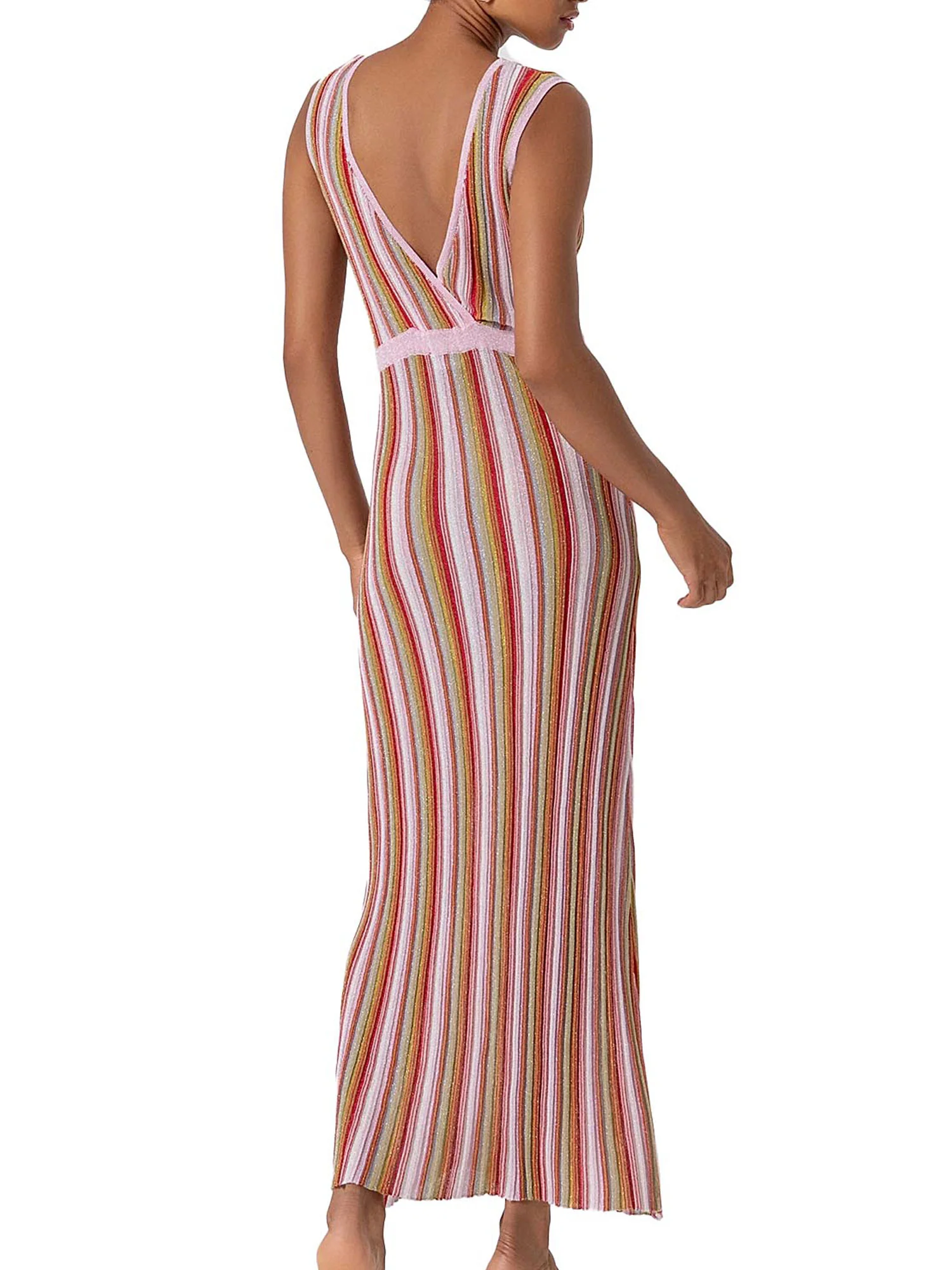 Abito Fracomina Donna smanicato midi in maglia lurex multicolor - Image 2