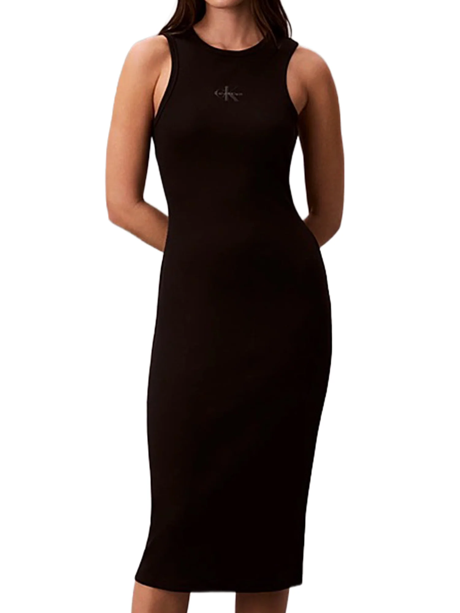 Abito smanicato Calvin Klein Donna con Logo Nero