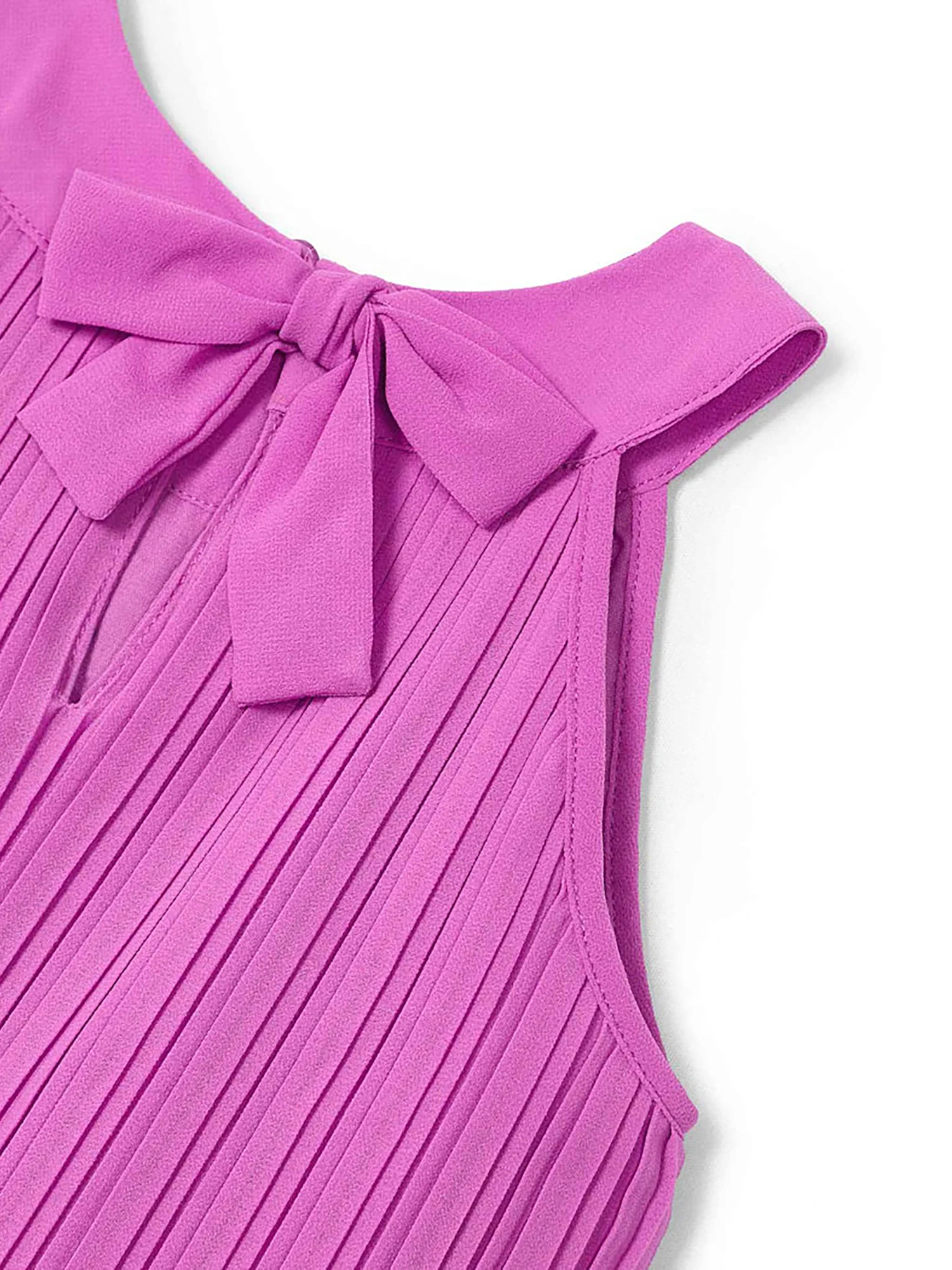 Abito smanicato plissettato fucsia - Image 3