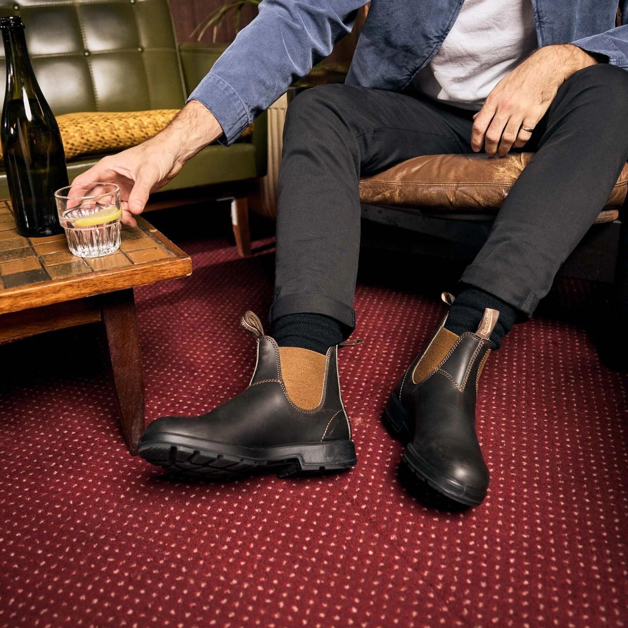 Stivaletto beatle Blundstone uomo 2501 pelle inserto beige moro - Image 4