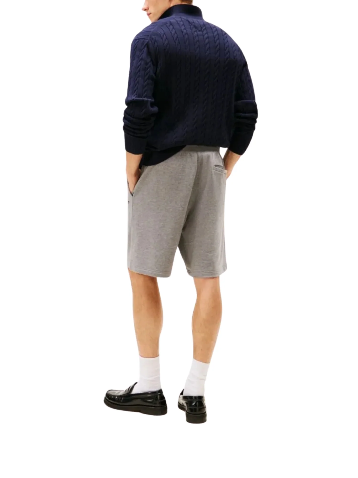 Bermuda in french terry felpato Tommy Hilfiger modello essential grigio - Image 2