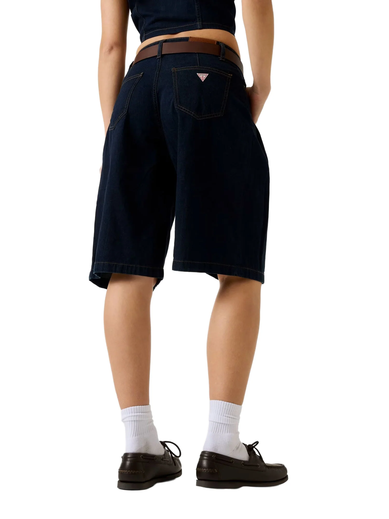 Bermuda Guess donna Classic Pleated denim scuro - Image 2