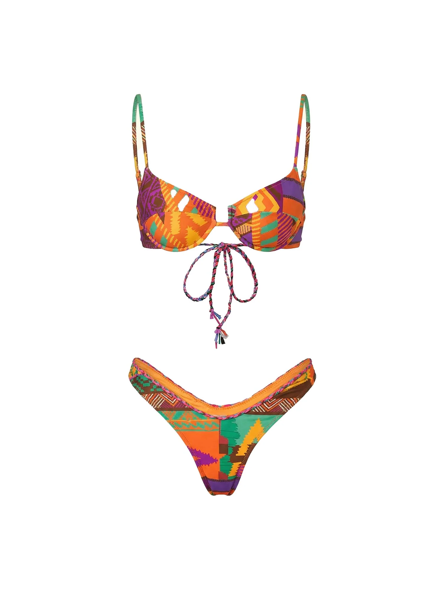 Bikini F**k Donna coppa con ferretto e slip america fantasia etnica multicolor - Image 3