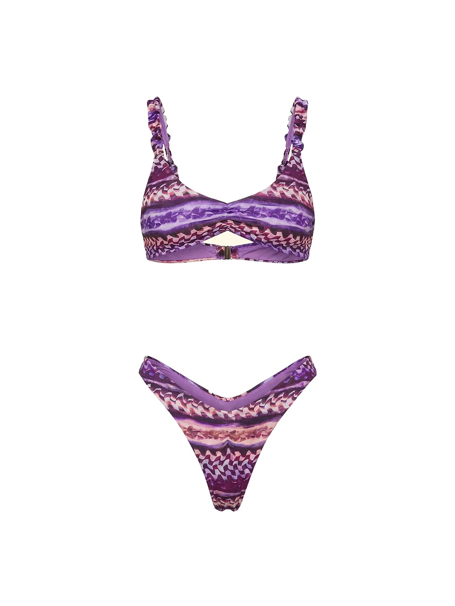 Bikini F**k Donna top e slip americano fantasia bianco/viola - Image 3