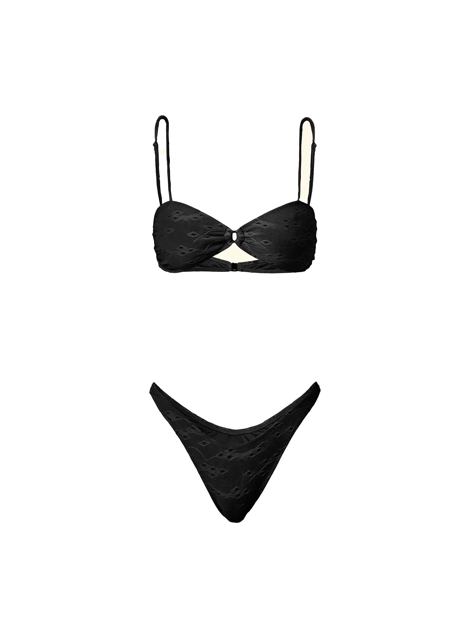 Bikini F**k Donna top con sllip americano ricamo nero - Image 3