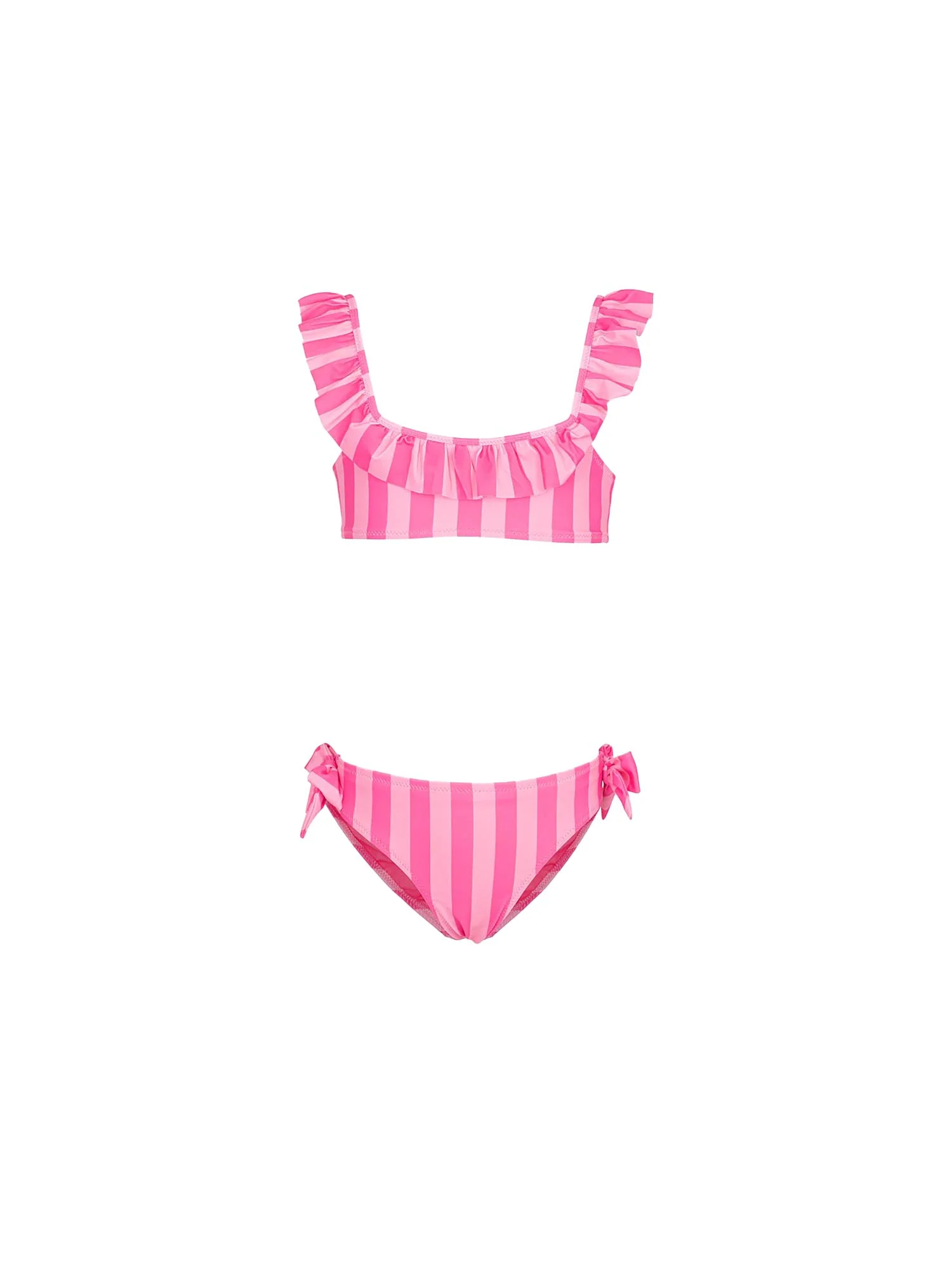 Bikini top F**k Bambina con slip fisso fantasia stripes rosa/fucsia