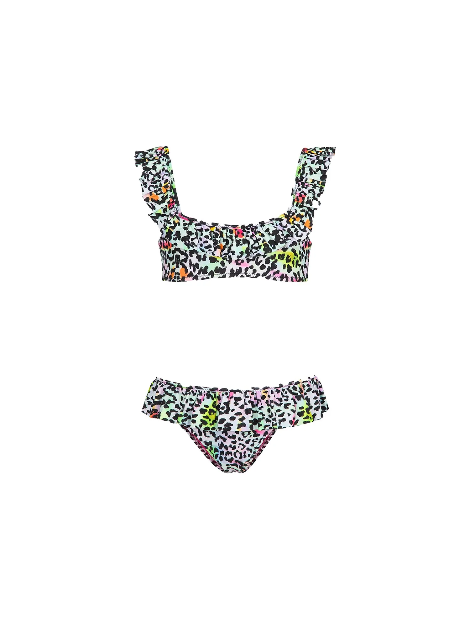 Bikini top F**k Bambina con slip fisso fantasia leopard multi