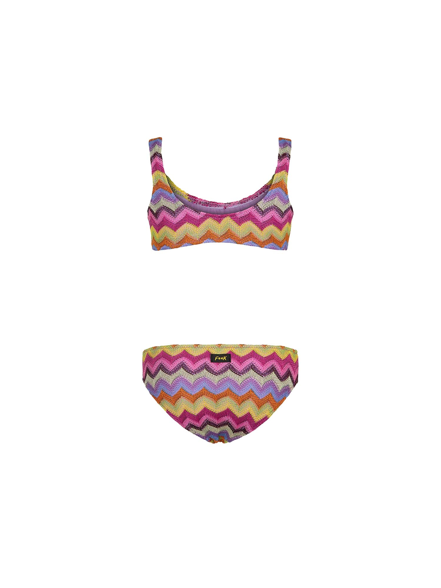 Bikini top F**k Bambina con slip fisso multicolor zig zag arcobaleno - Image 2