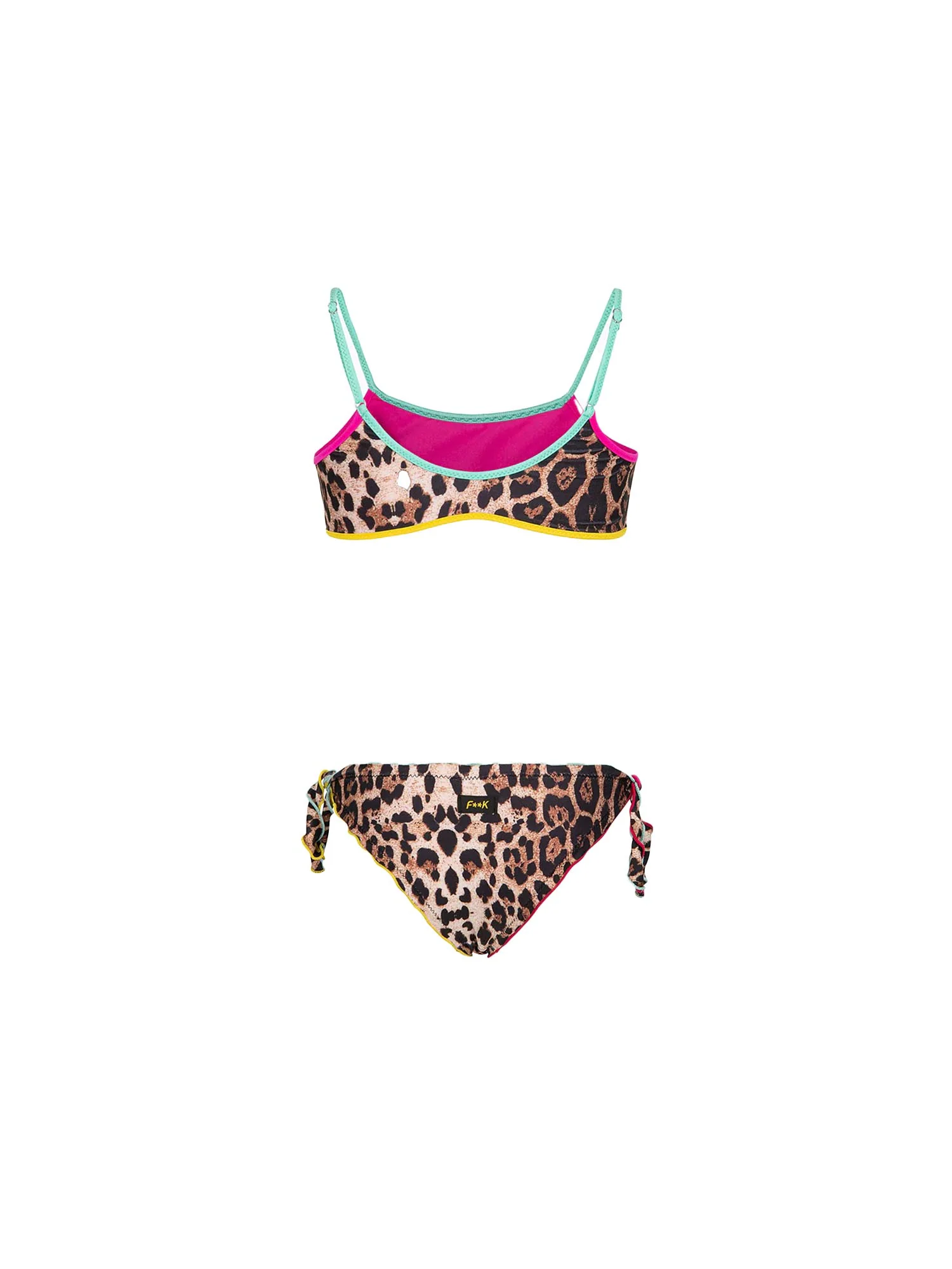 Bikini top F**k Bambina con slip regolabile fantasia leopard multi - Image 2