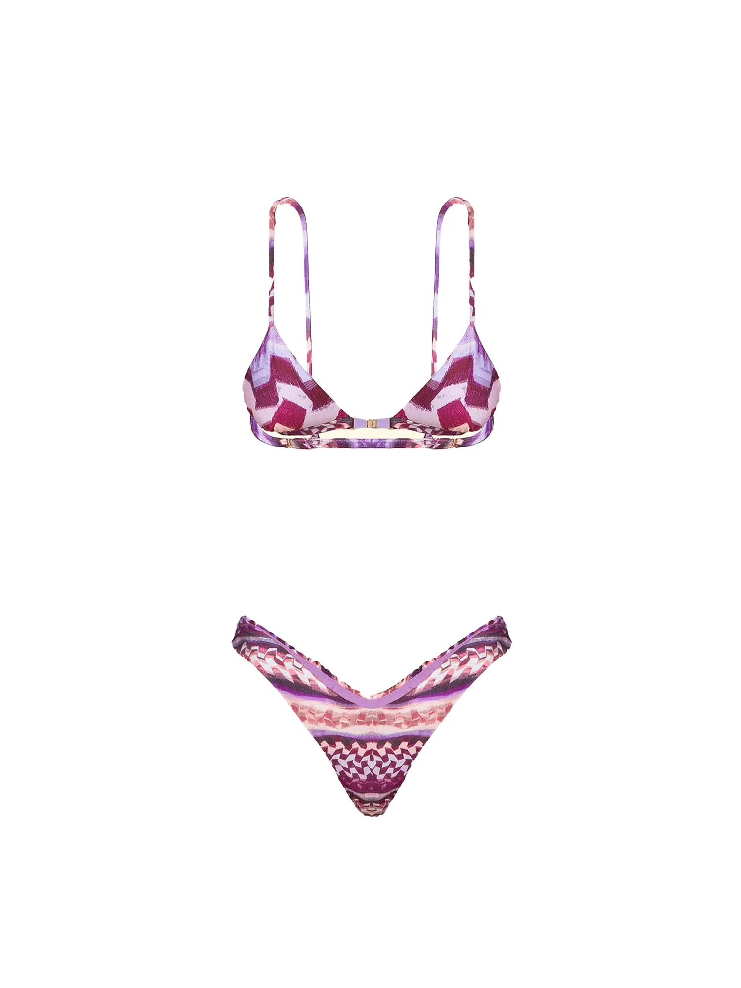 Bikini F**k Donna triangolo con slip americano fantasia bianco/viola - Image 3