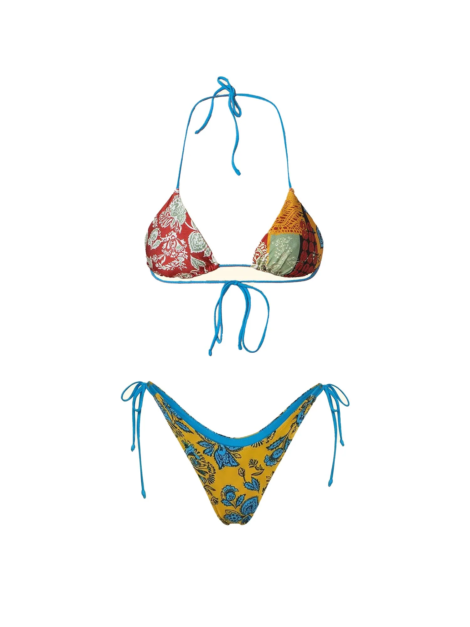 Bikini F**k Donna triangolo con slip americano fantasia floreale multicolor - Image 3