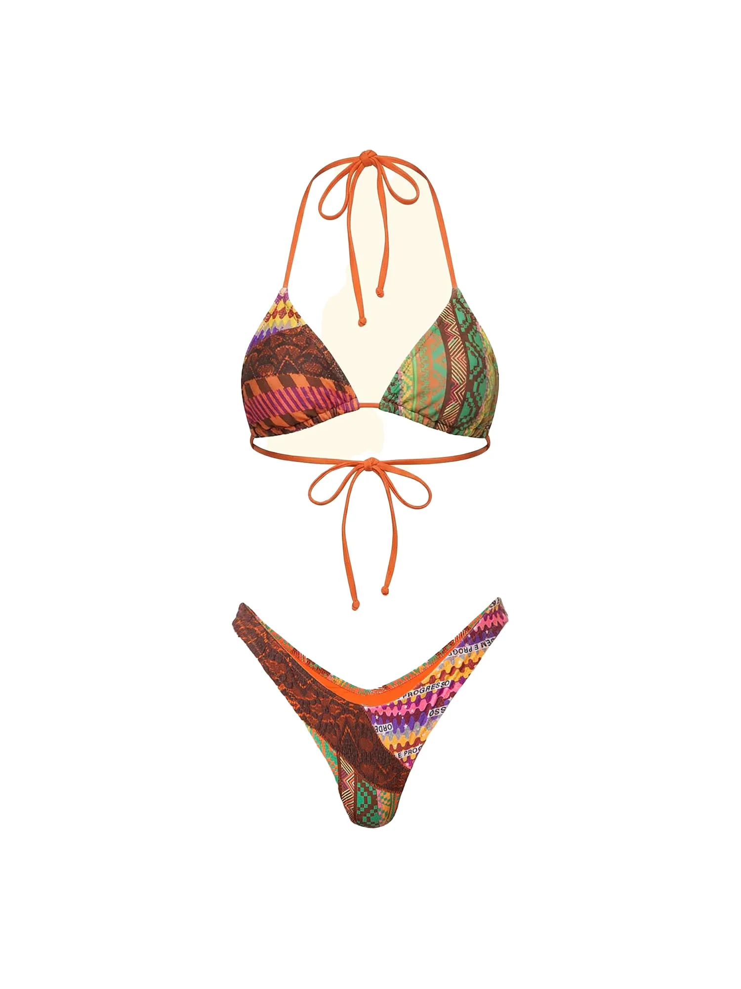 Bikini F**k Donna triangolo con slip americano fantasia patchwork multicolor - Image 3