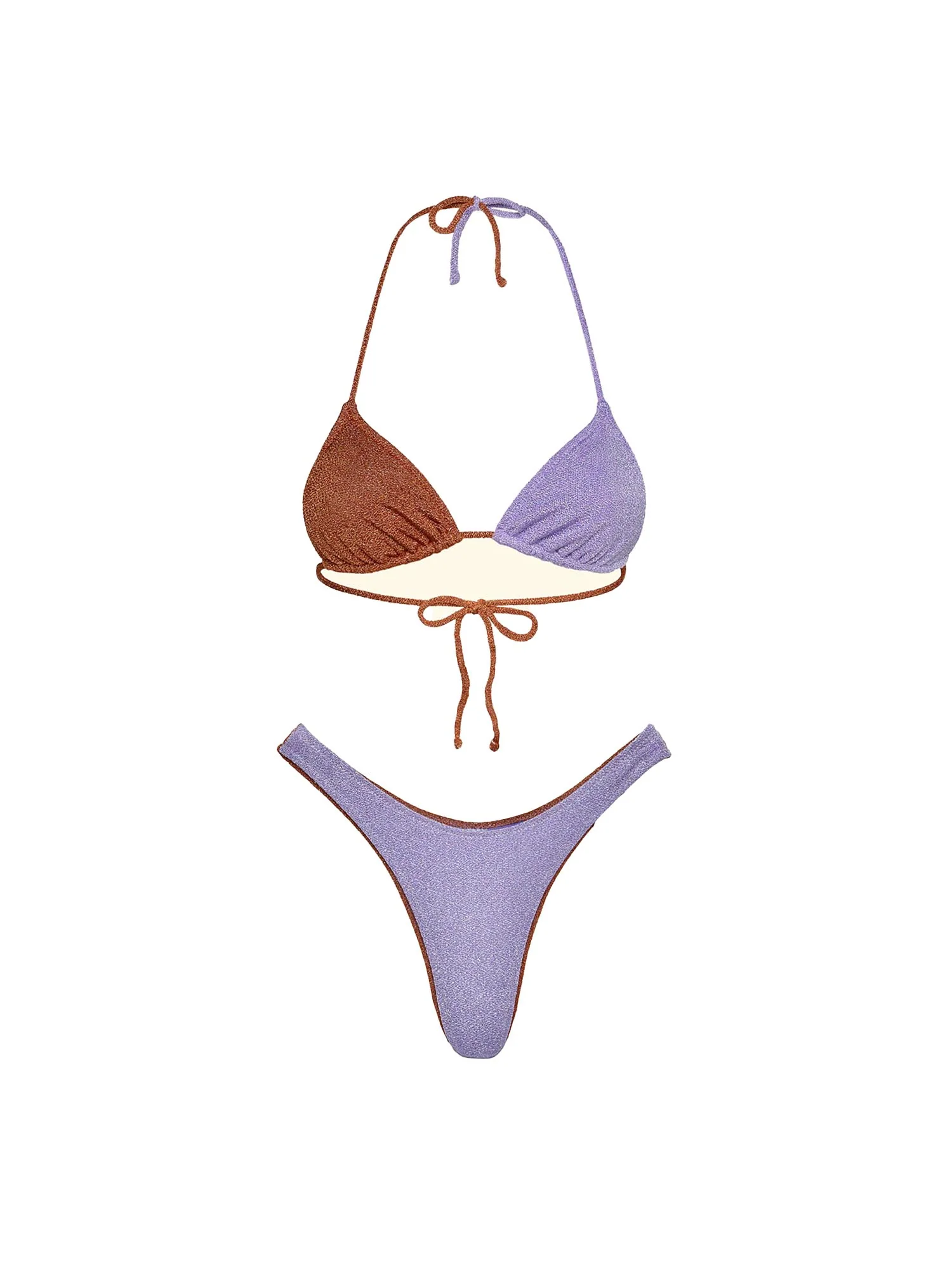 Bikini F**k Donna triangolo con slip americano lurex ruggine/lilla - Image 3