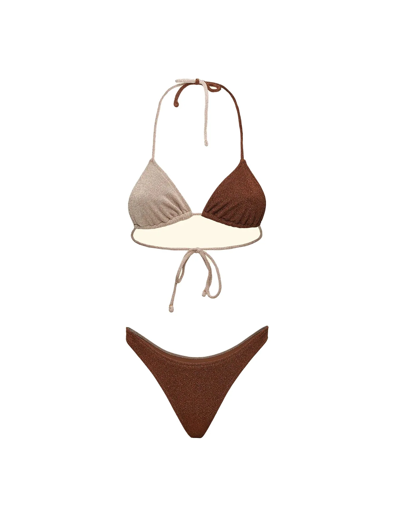 Bikini F**k Donna triangolo con slip americano lurex oro/moro - Image 3