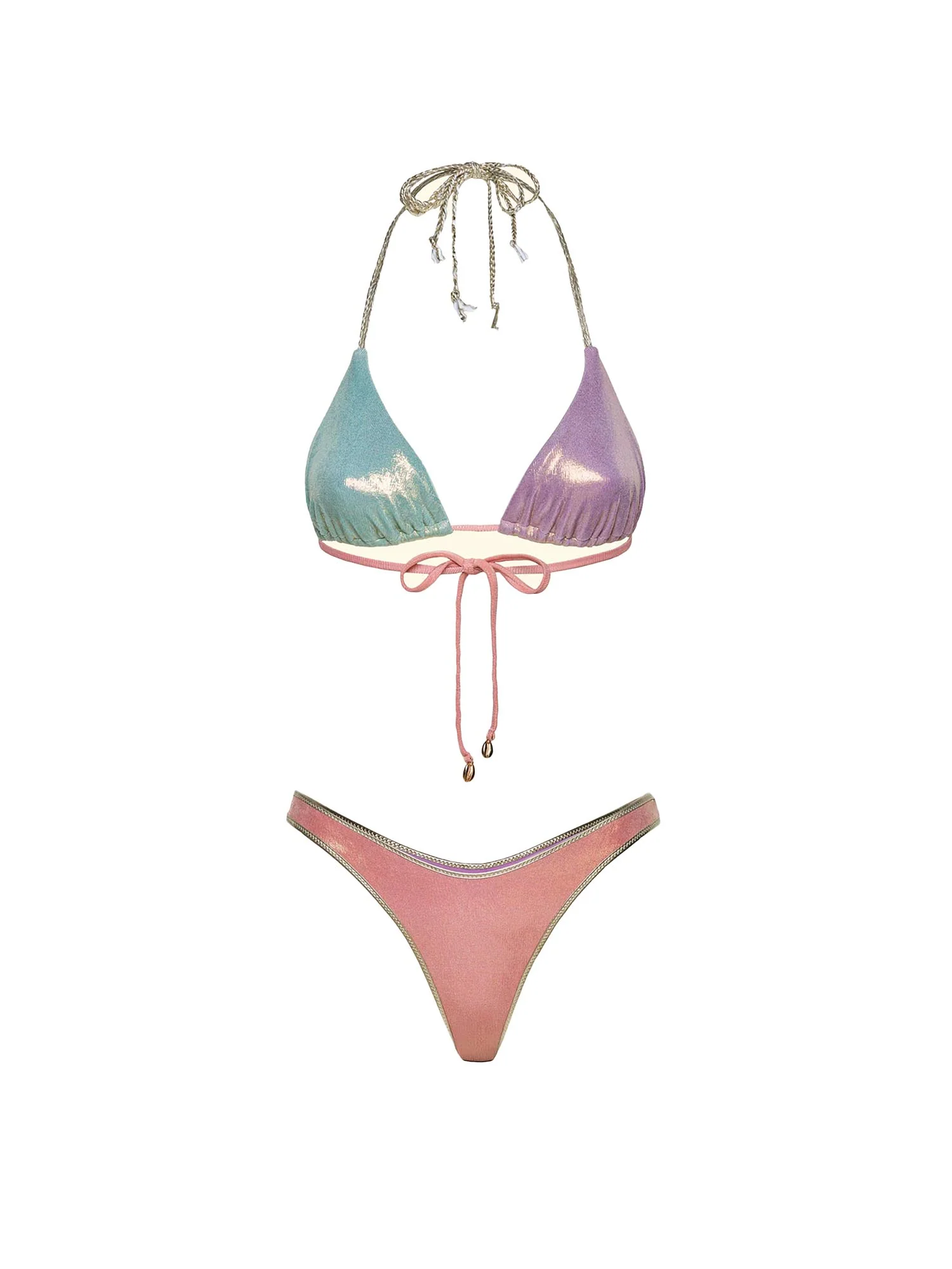 Bikini F**k Donna triangolo con slip americano effetto laminato multicolor - Image 3