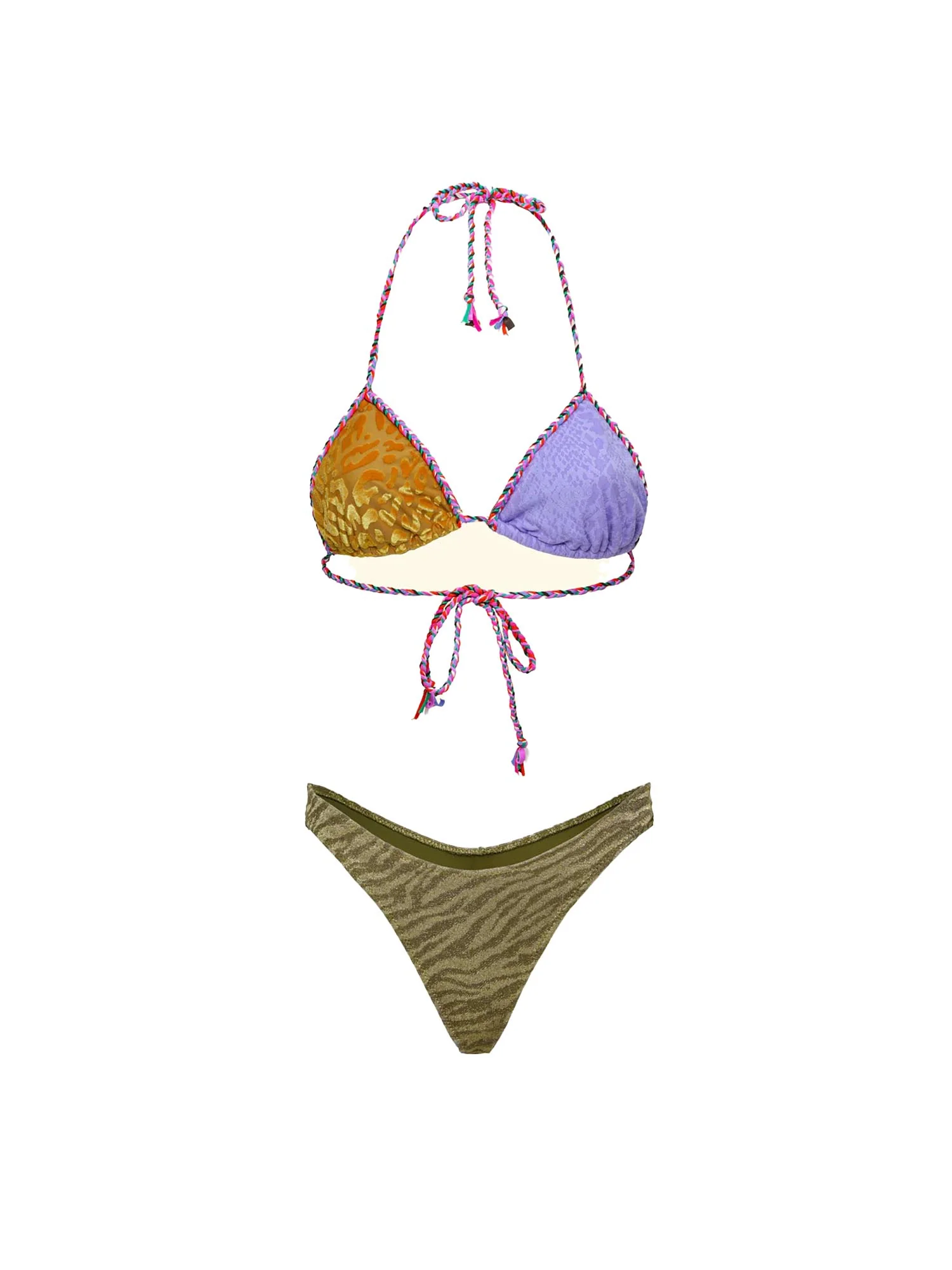 Bikini F**k Donna triangolo e slip americano lurex stampa animalier multicolor - Image 3