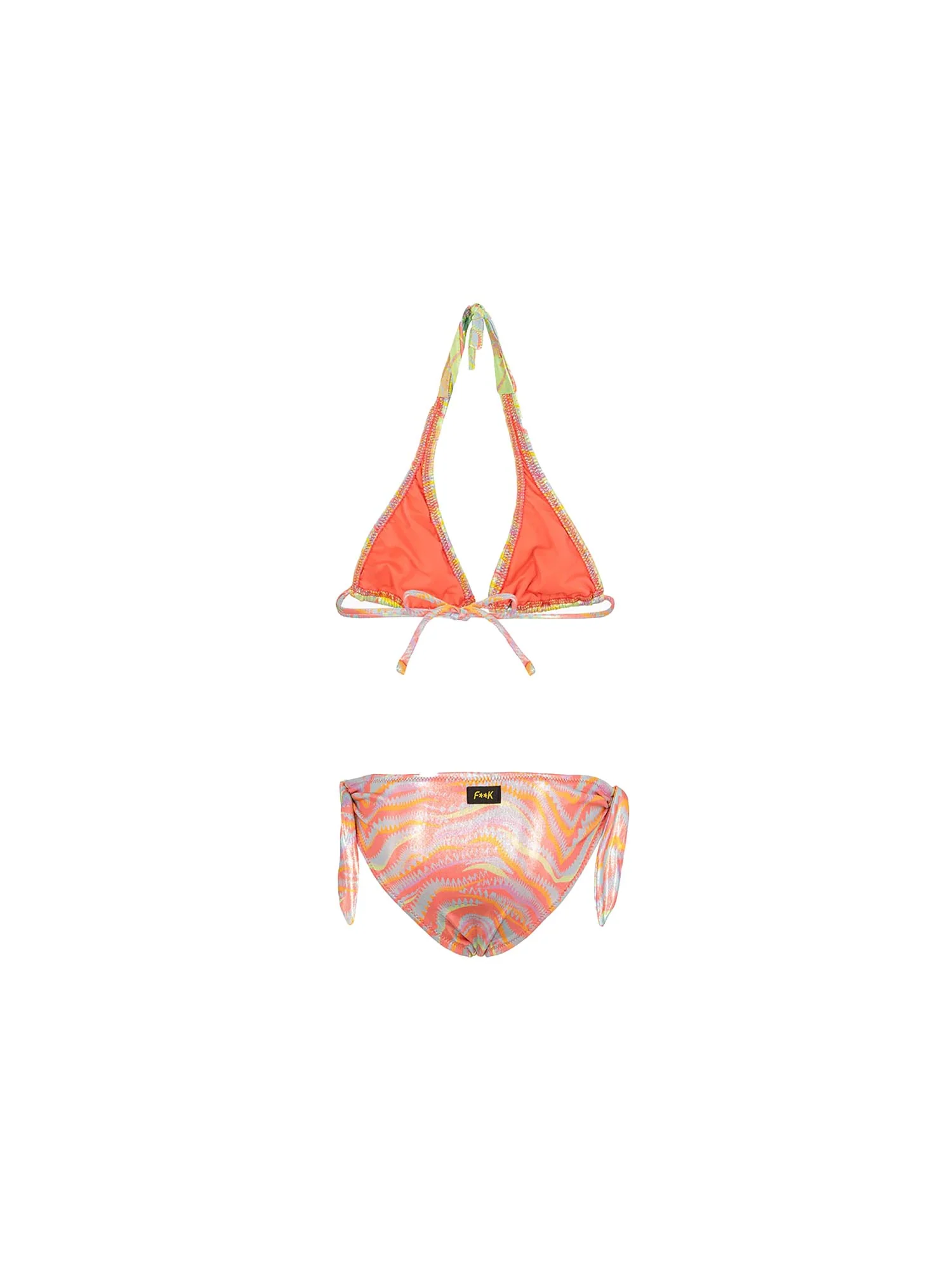 Bikini triangolo F**k Bambina con slip fisso fantasia palm giallo multi - Image 2