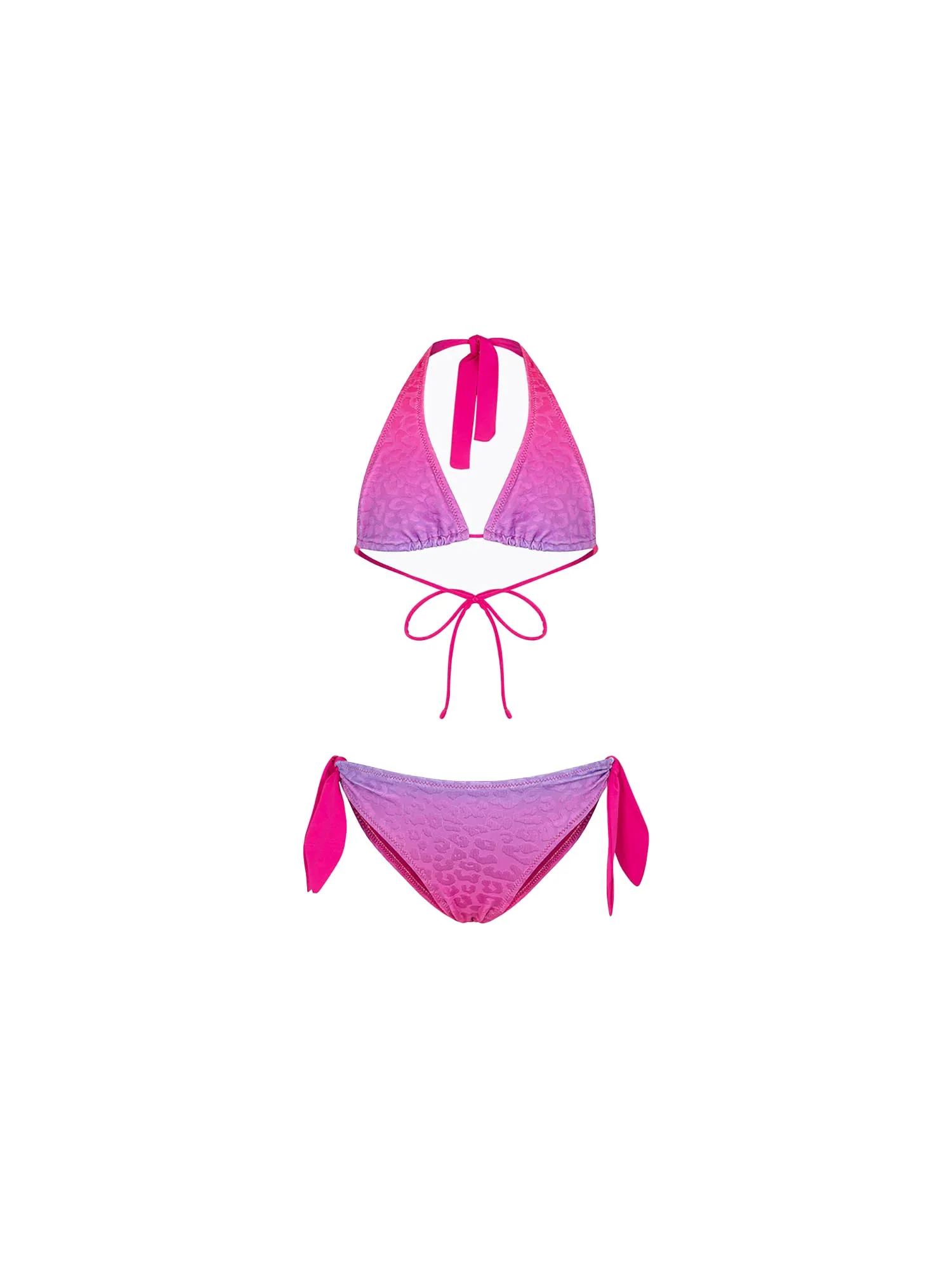 Bikini triangolo F**k Bambina con slip fisso fantasia viola/fucsia