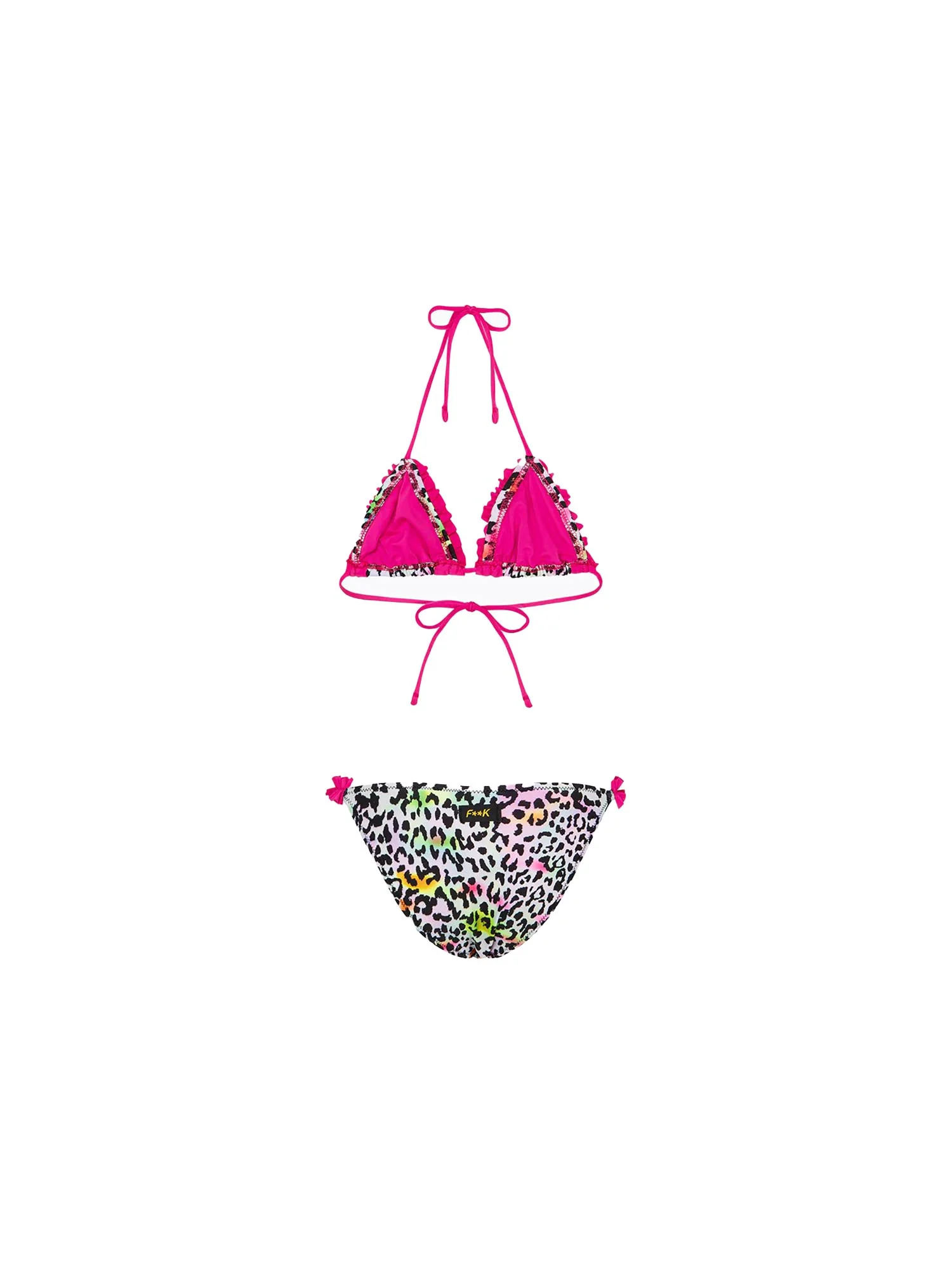 Bikini triangolo F**k Bambina con slip fisso fantasia leopard/fucsia - Image 2