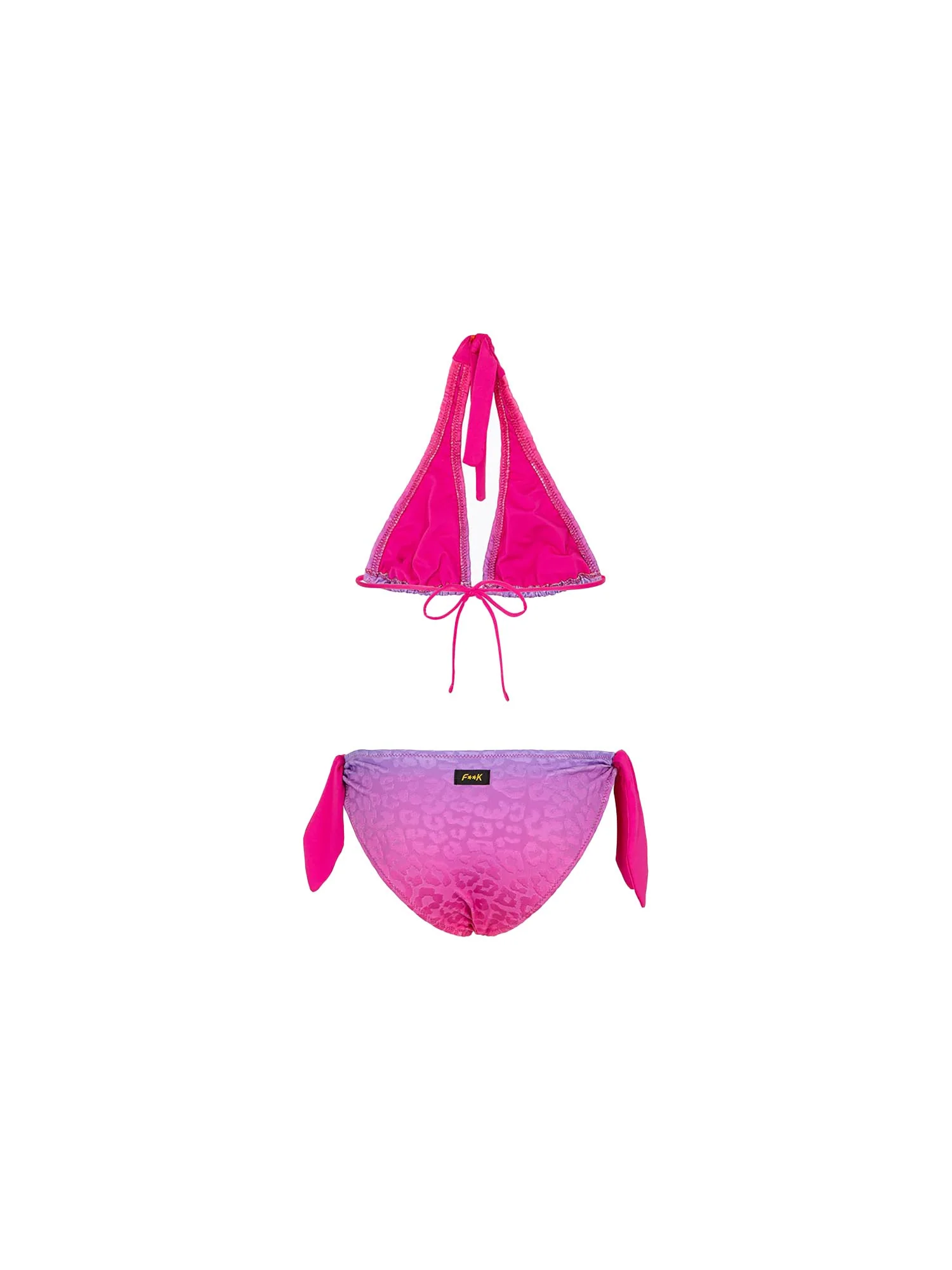 Bikini triangolo F**k Bambina con slip fisso fantasia viola/fucsia - Image 2