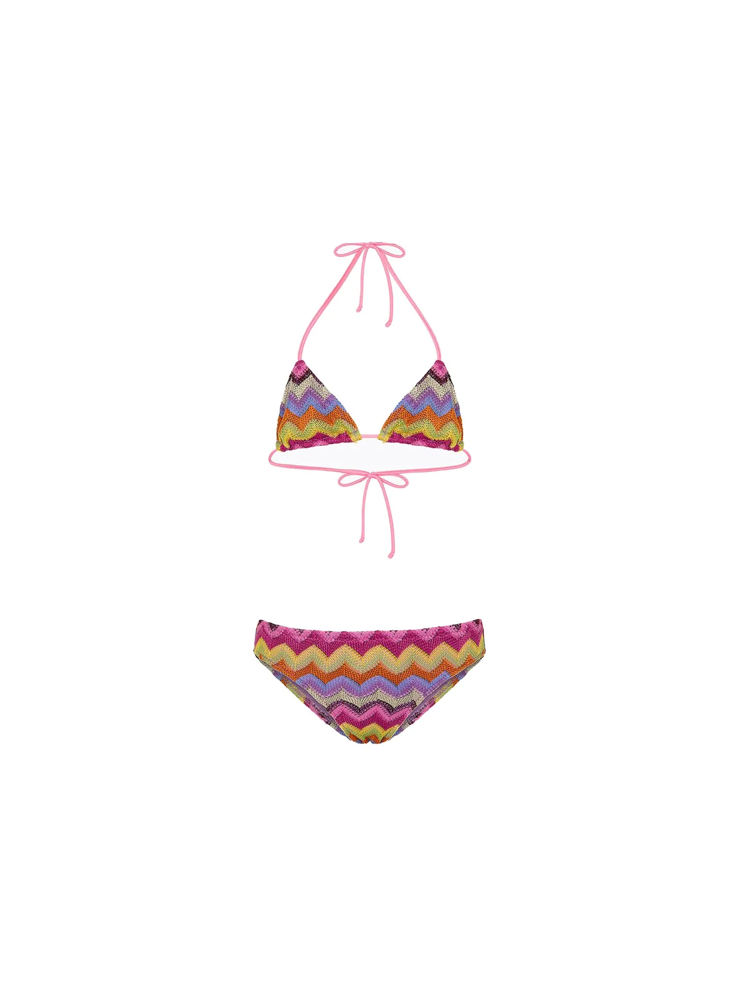 Bikini triangolo F**k Bambina con slip fisso multicolor zig zag arcobaleno