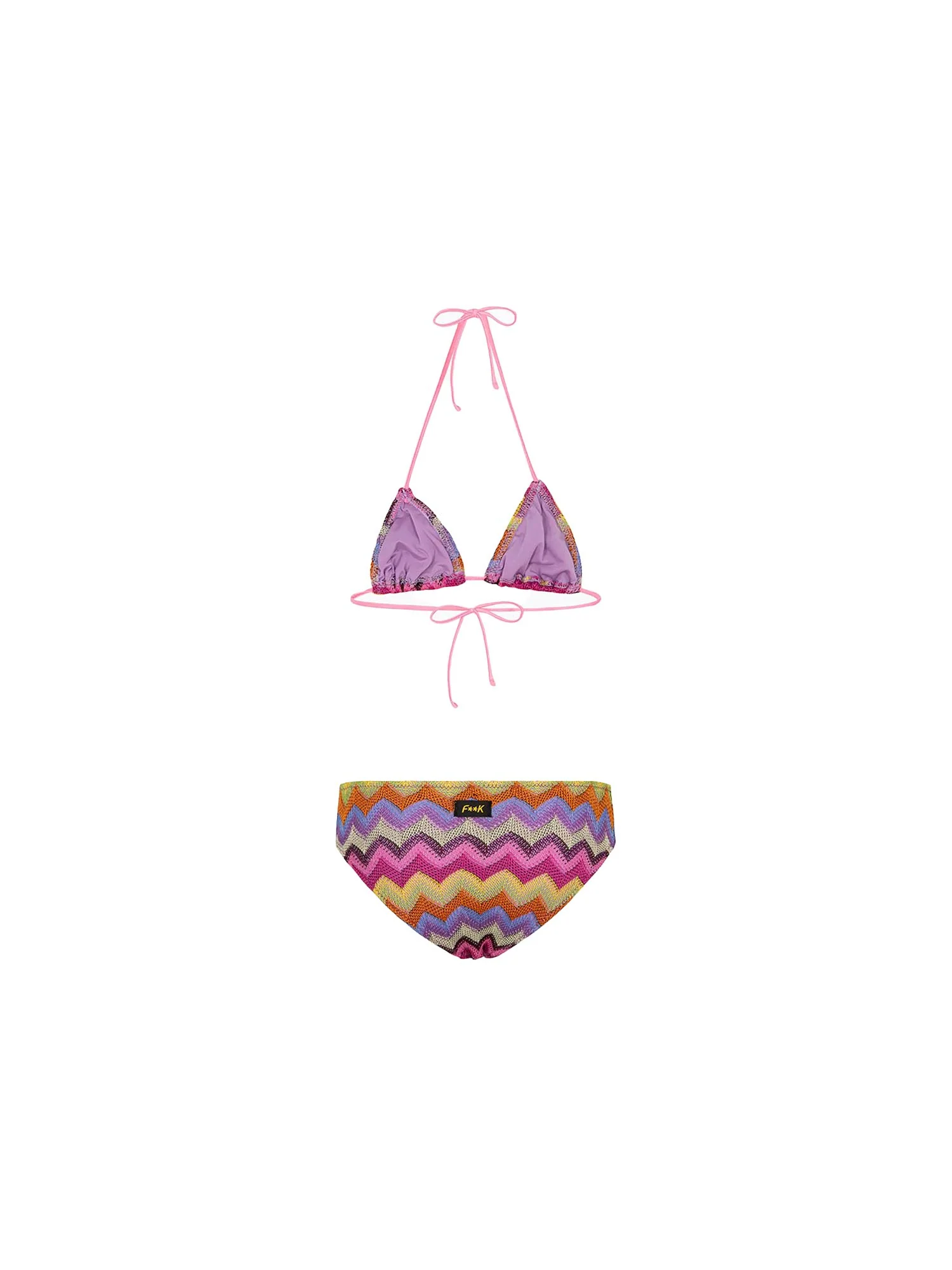 Bikini triangolo F**k Bambina con slip fisso multicolor zig zag arcobaleno - Image 2
