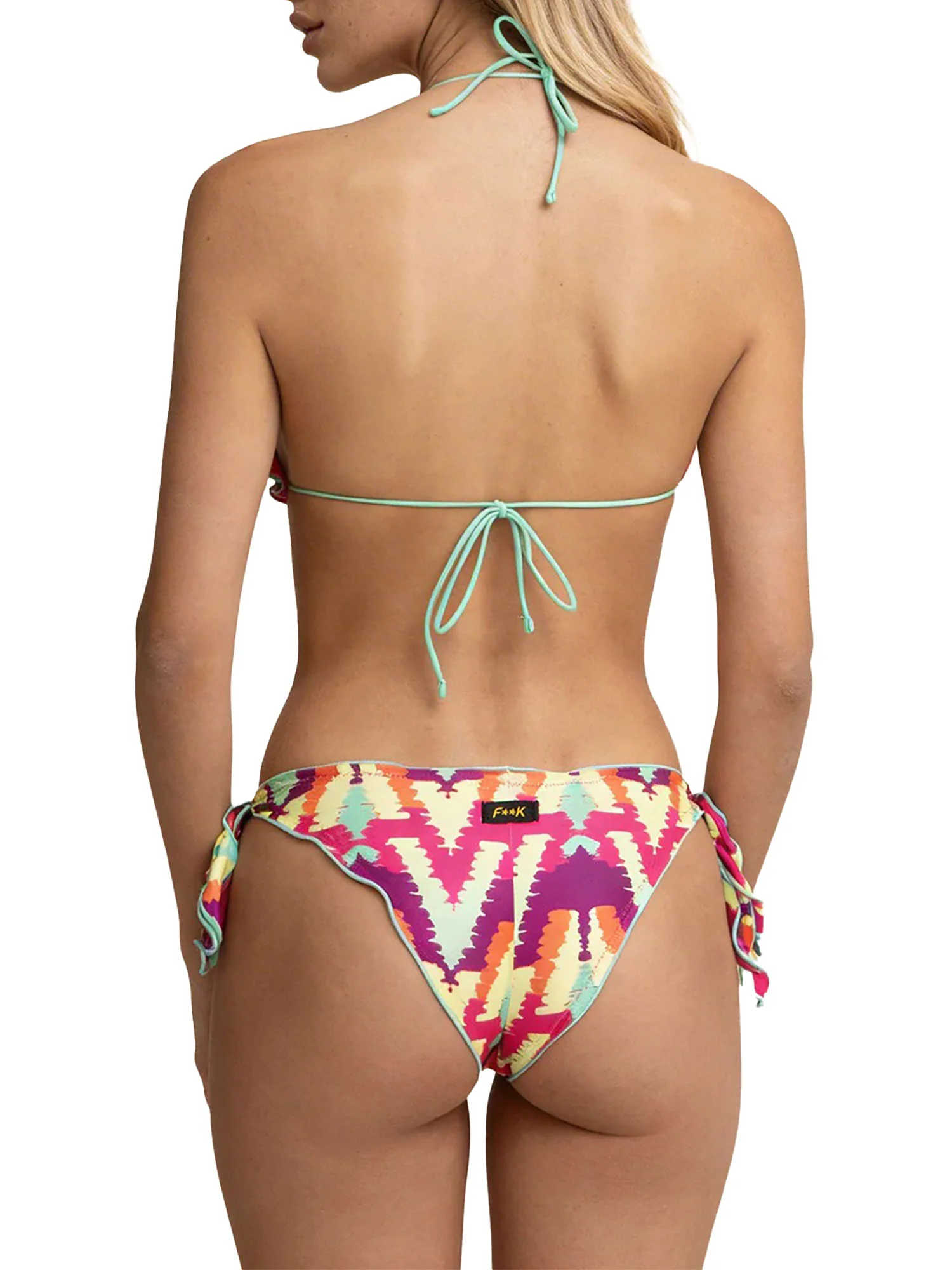 Bikini F**k Donna triangolo con slip regolabile fantasia giometric multicolor - Image 2