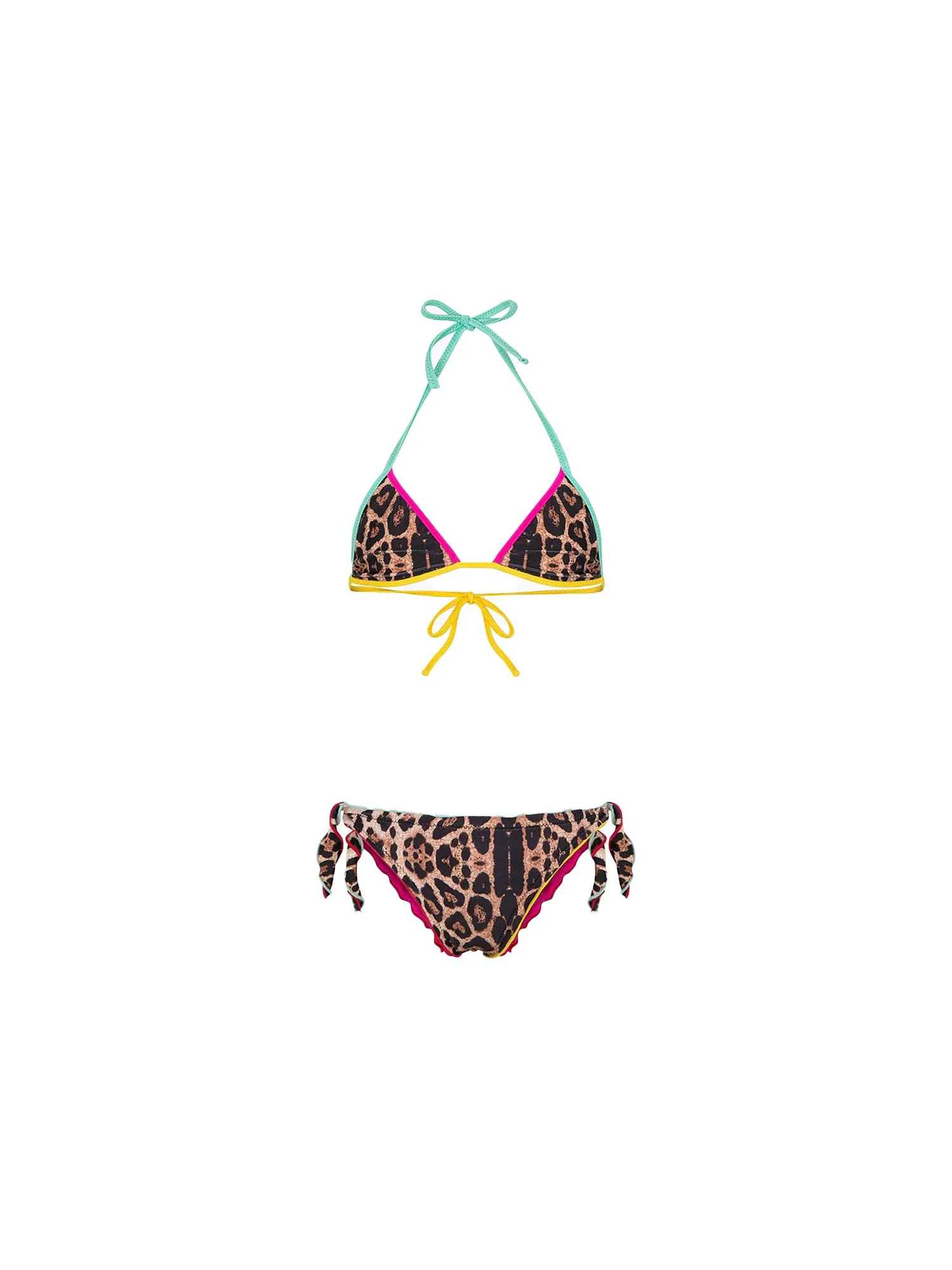 Bikini triangolo F**k Bambina con slip regolabile fantasia leopard multi