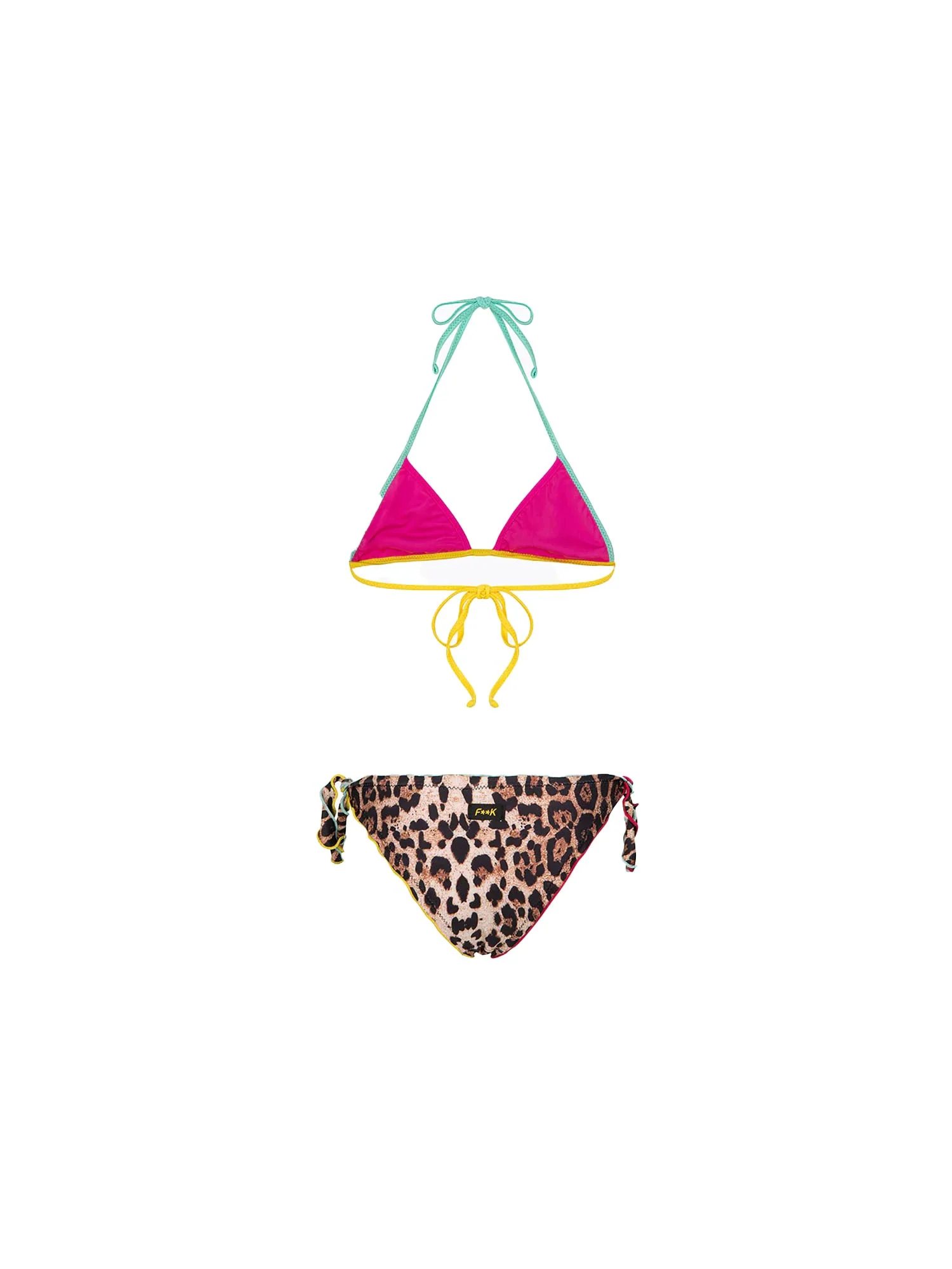 Bikini triangolo F**k Bambina con slip regolabile fantasia leopard multi - Image 2