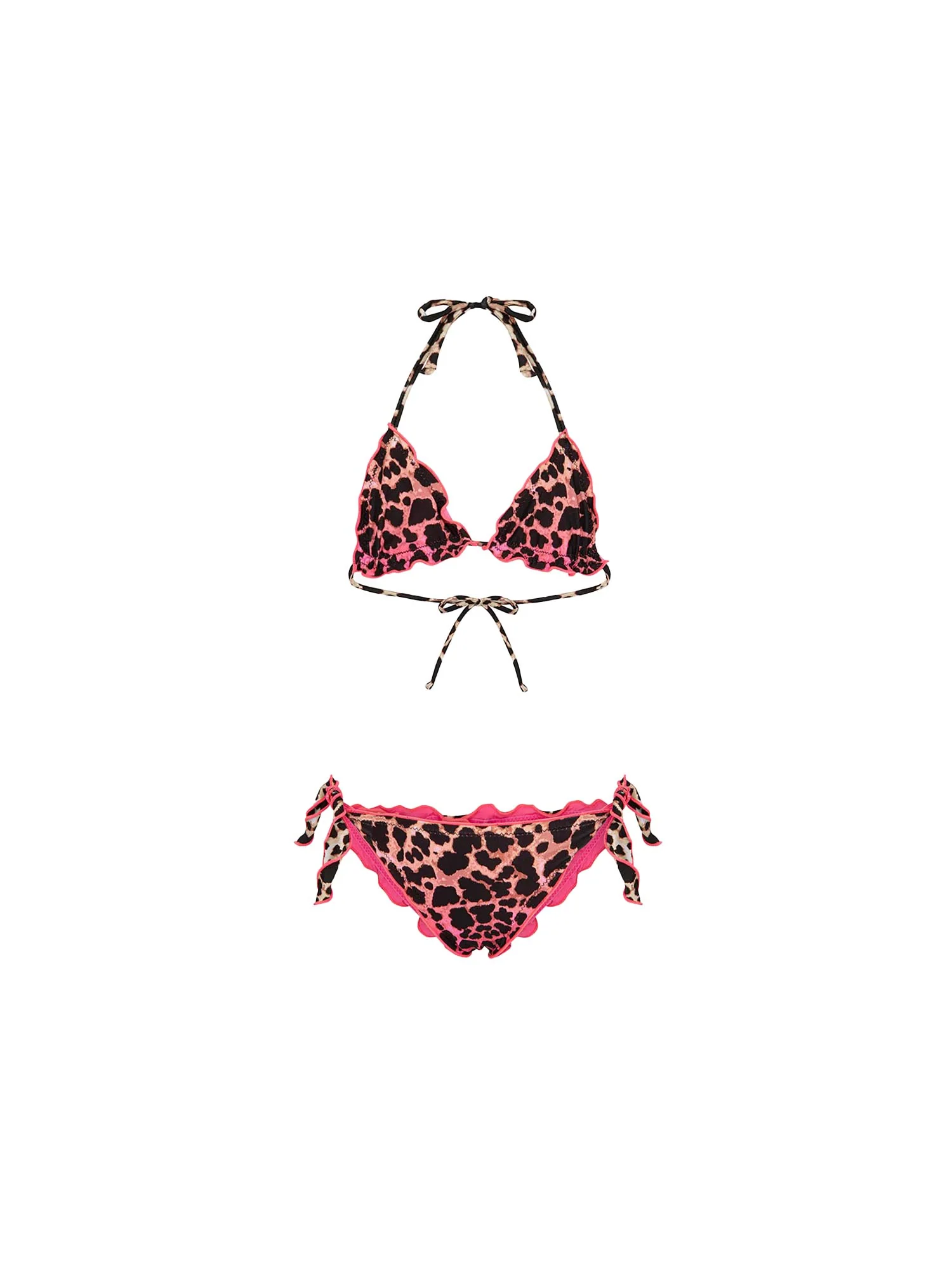 Bikini triangolo F**k Bambina con slip regolabile fantasia leopard rosa